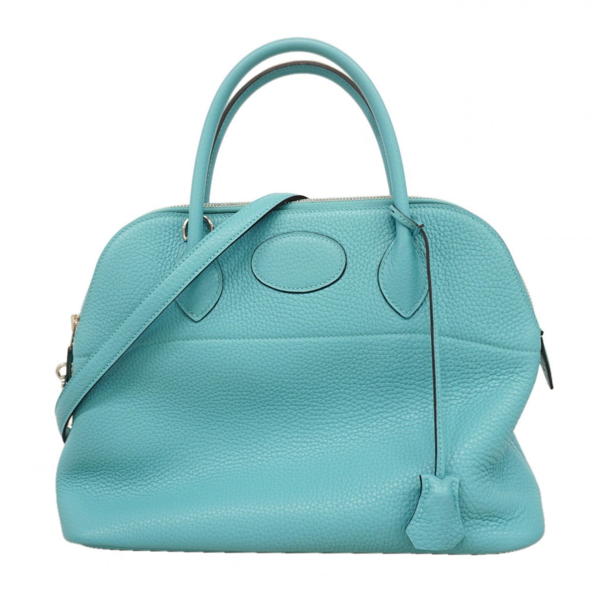 Hermes Blue Atoll Taurillon Clemence Leather Handbag (Pre-Owned)