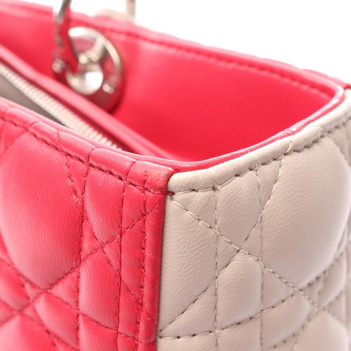 Christian Dior Gray Pink Leather Handbag (Pre-Owned)