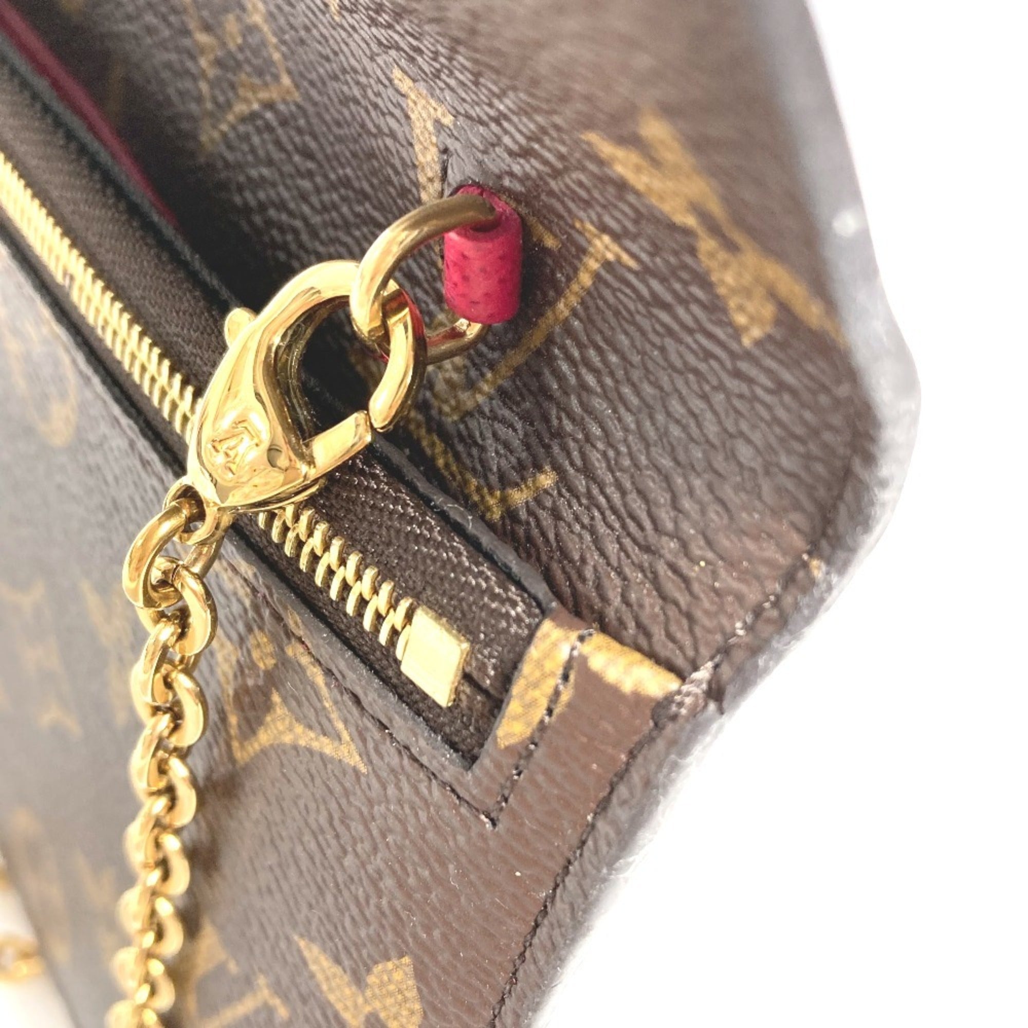 Louis Vuitton Brown Pink Monogram Clutch Bag Pochette Shoulder Bag (Pre-Owned)