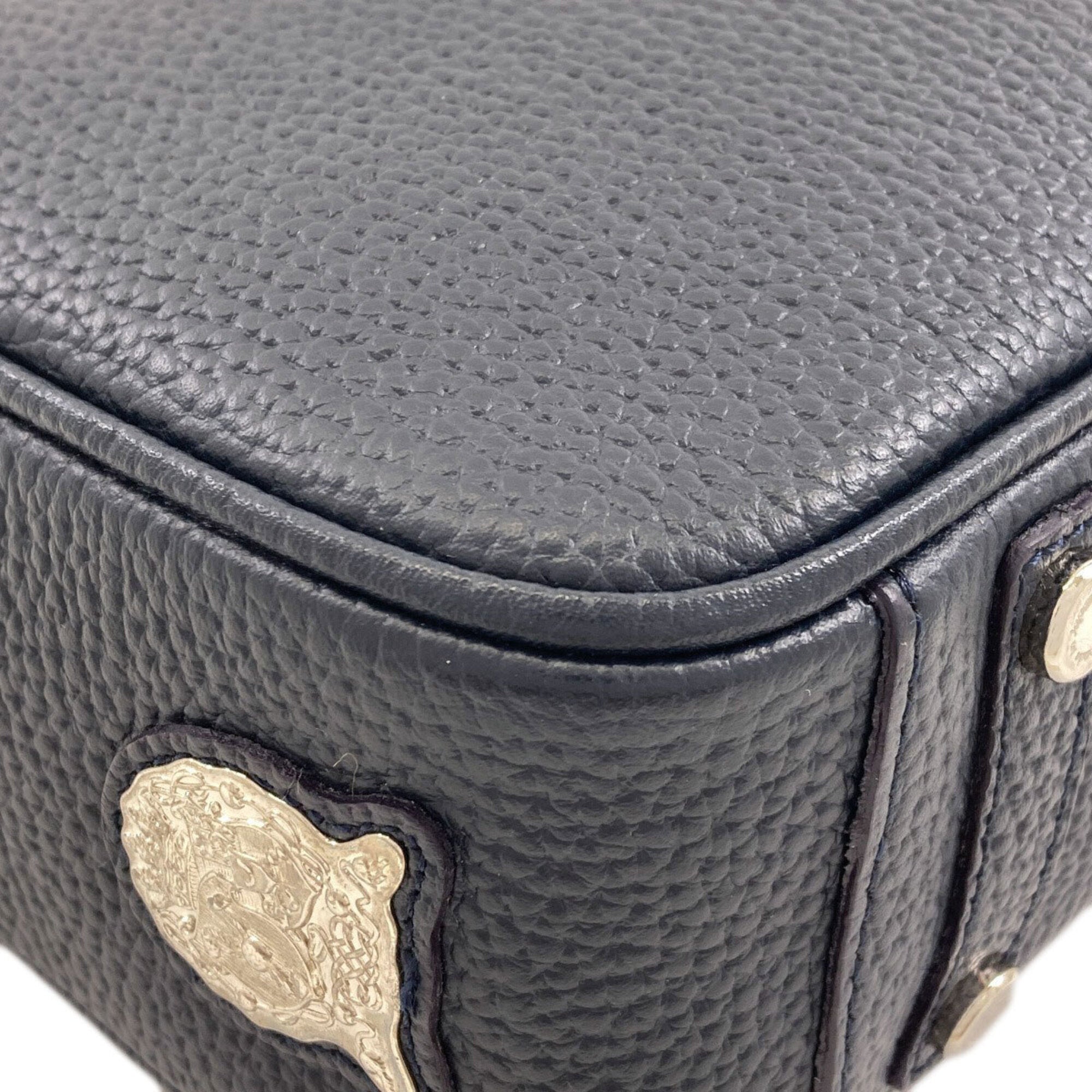 A.D.M.J Navy Leather Handbag (Pre-Owned)