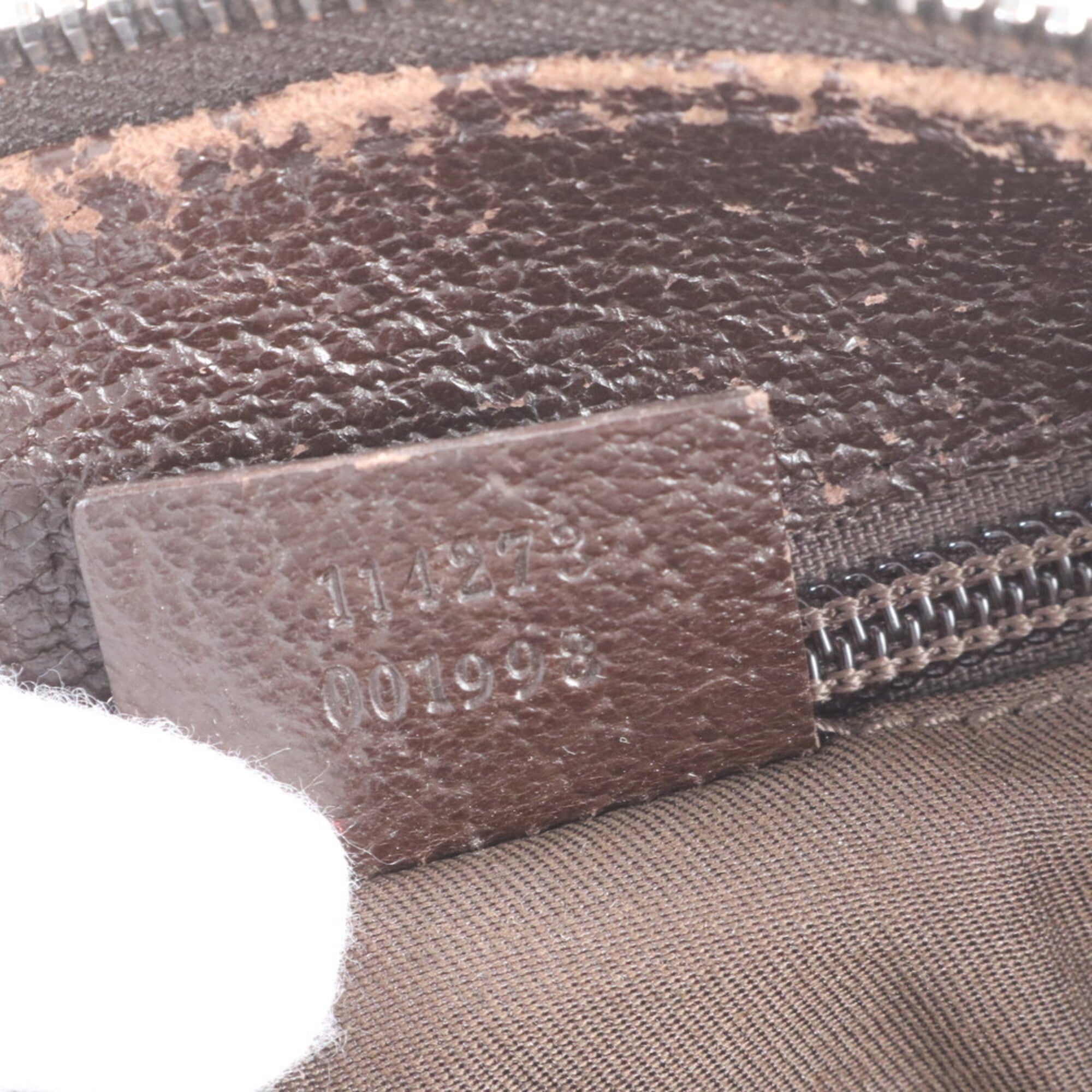 Gucci Gg Canvas Brown Leather Canvas Shoulder Bag Tote Bag (Pre-Owned)