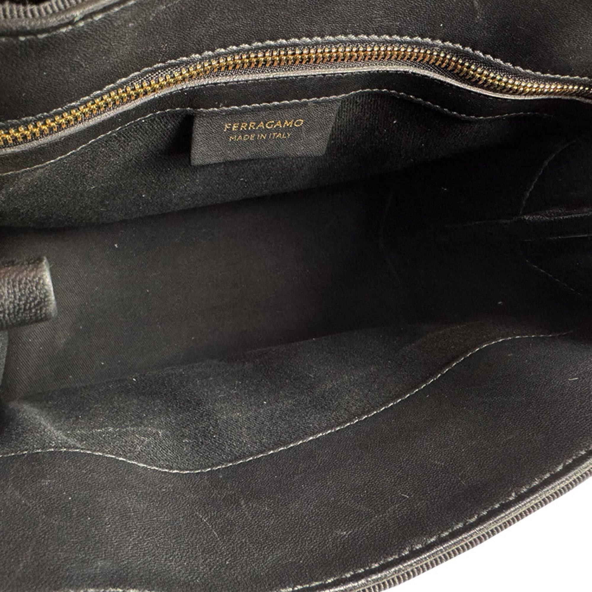Salvatore Ferragamo Black Canvas Handbag Tote Bag (Pre-Owned)