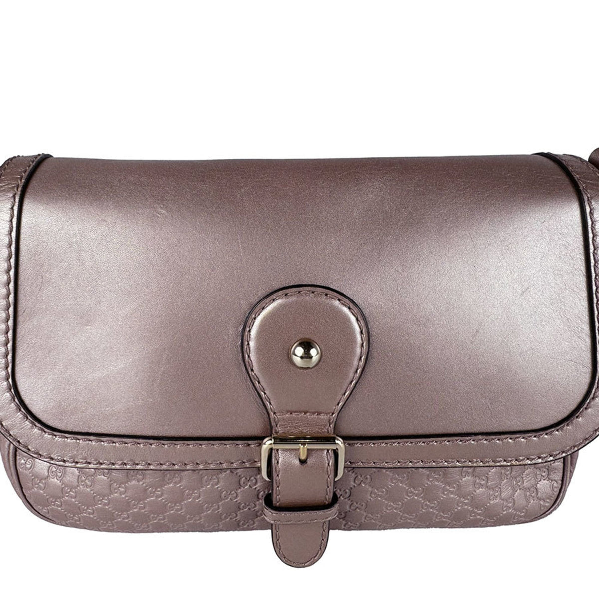 Gucci Metallic Beige Metallic Pink Pink Beige Leather Shoulder Bag (Pre-Owned)