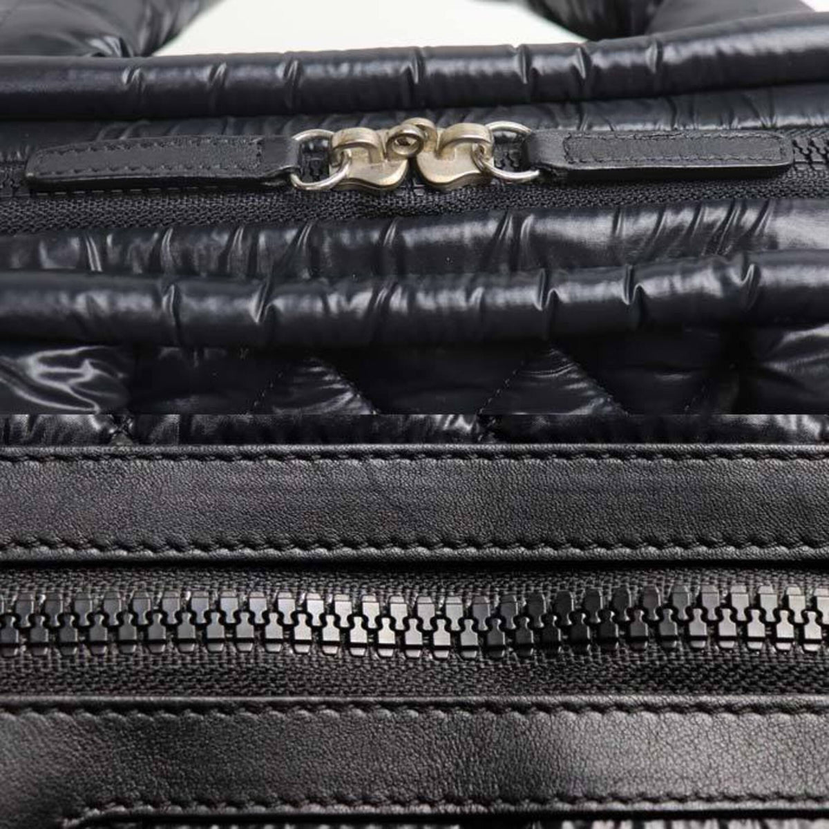 Chanel Black Nylon Leather Handbag (Pre-Owned)