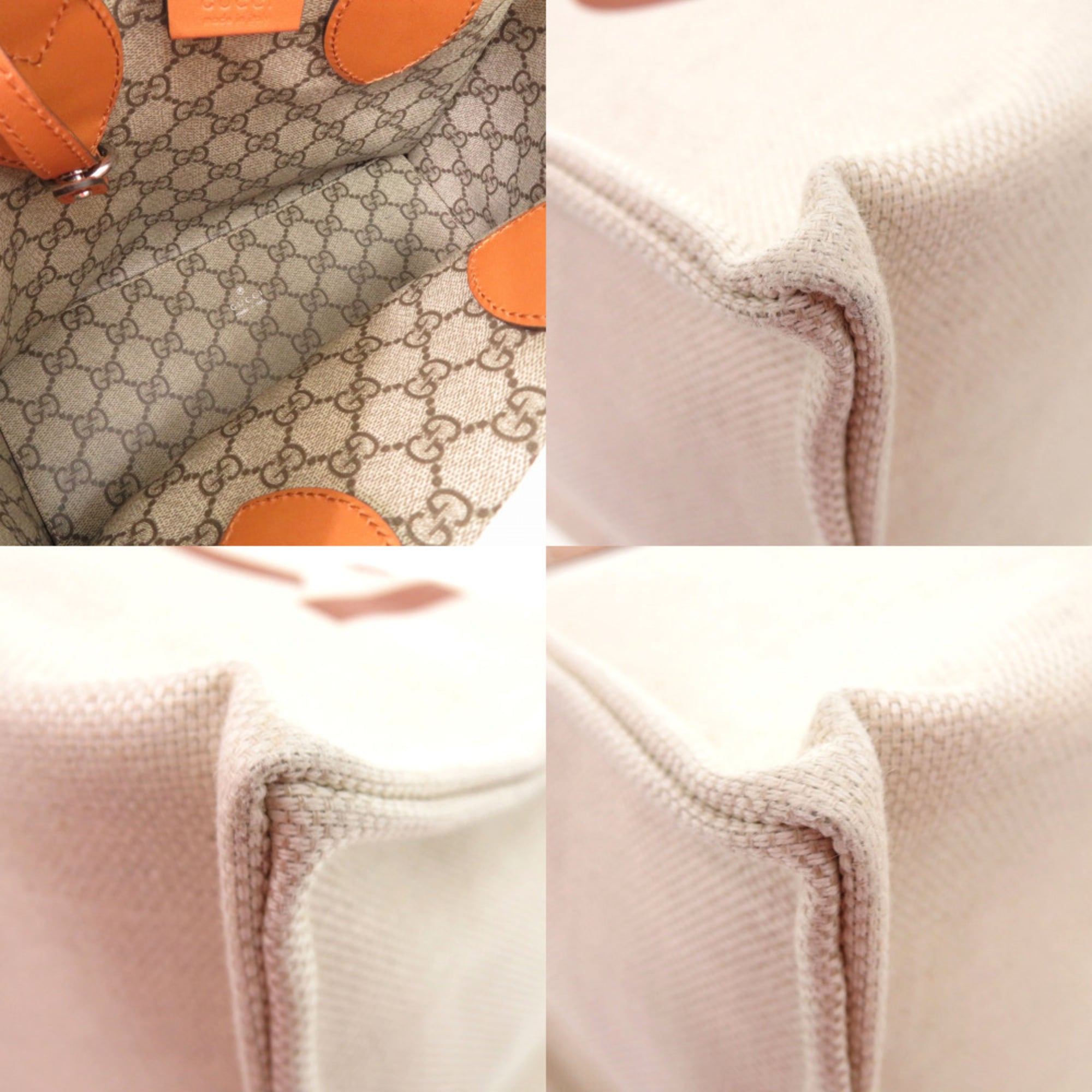Gucci Beige Canvas Leather Handbag (Pre-Owned)