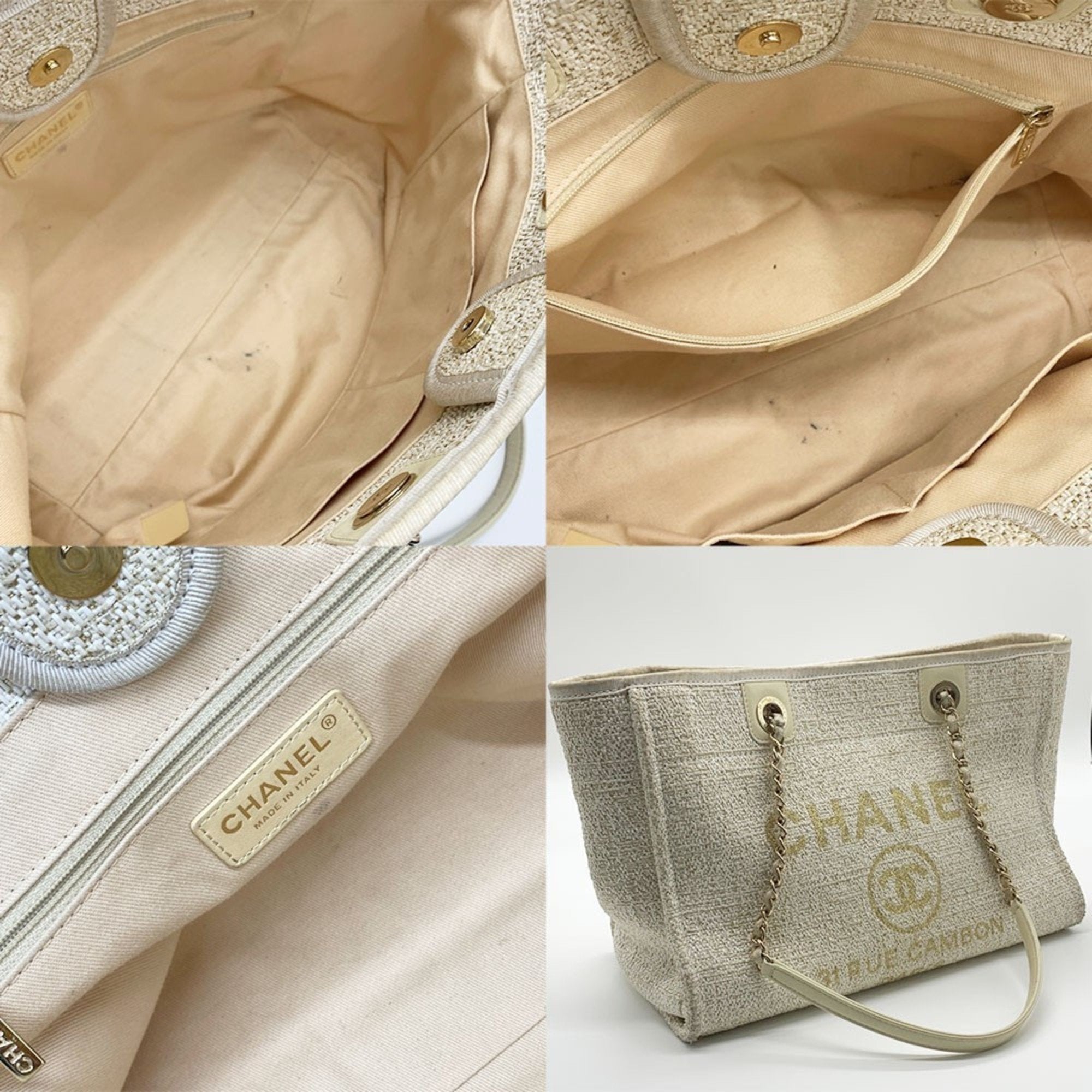 Chanel Beige Tweed Tote Bag (Pre-Owned)