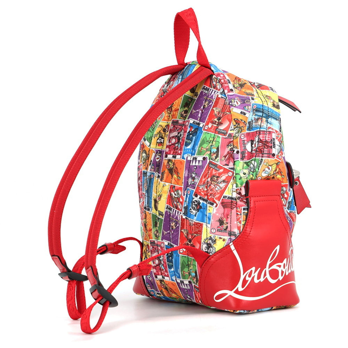 Christian Louboutin Red Color Canvas Leather Backpack (Pre-Owned)