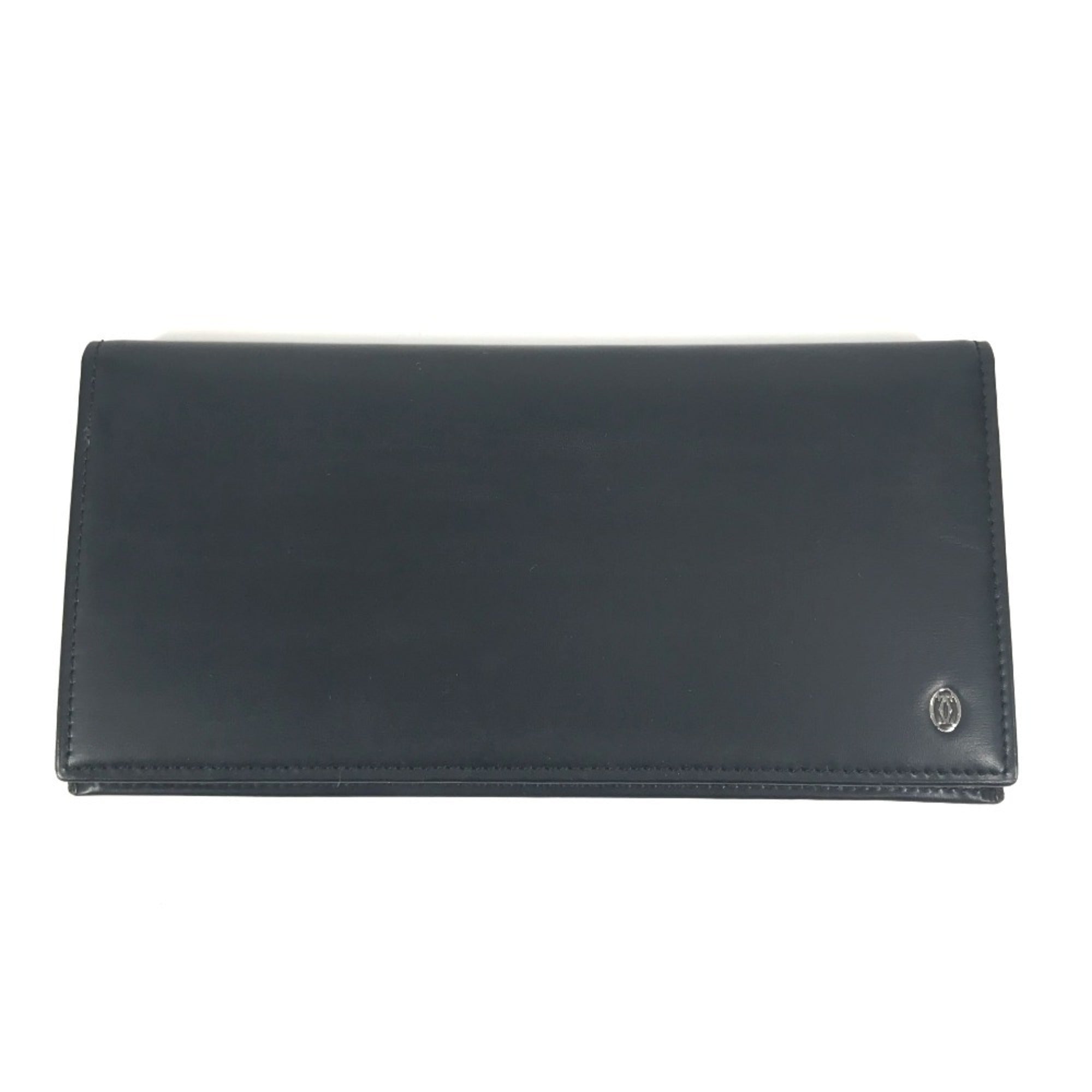 Cartier Black Leather Long Wallet (Bi-Fold) (Pre-Owned)