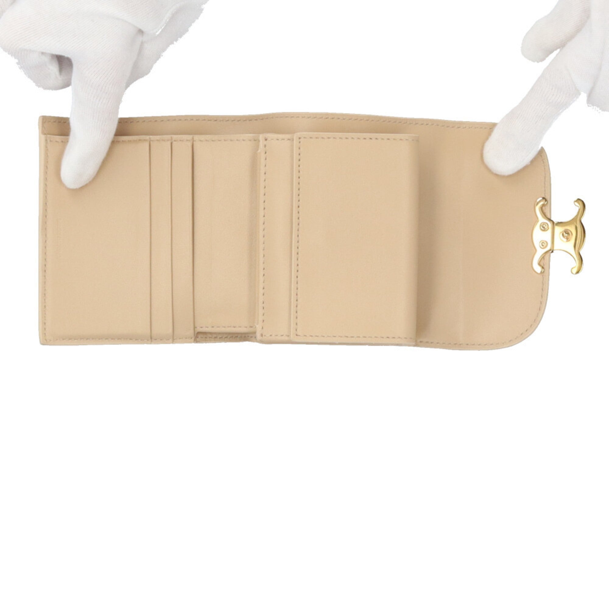 Celine Beige Leather Wallet (Tri-Fold) (Pre-Owned)