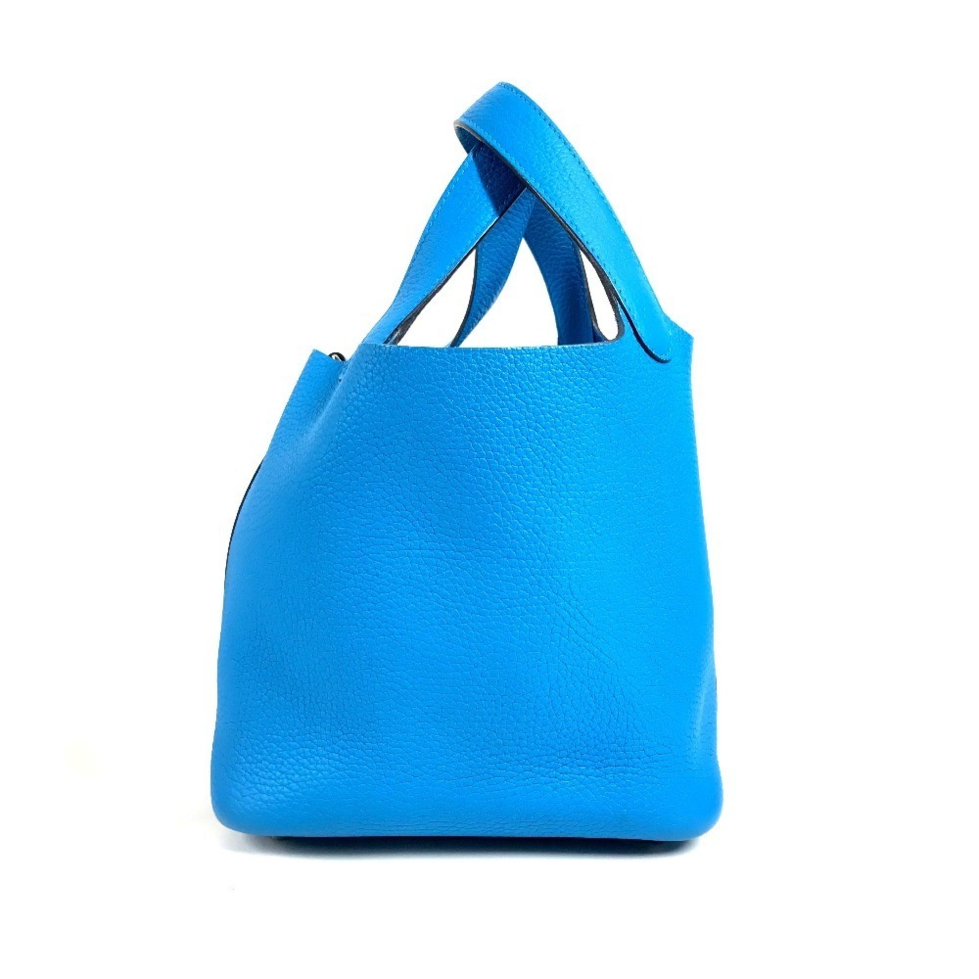 Hermes Blue Taurillon Clemence Leather Handbag Tote Bag (Pre-Owned)