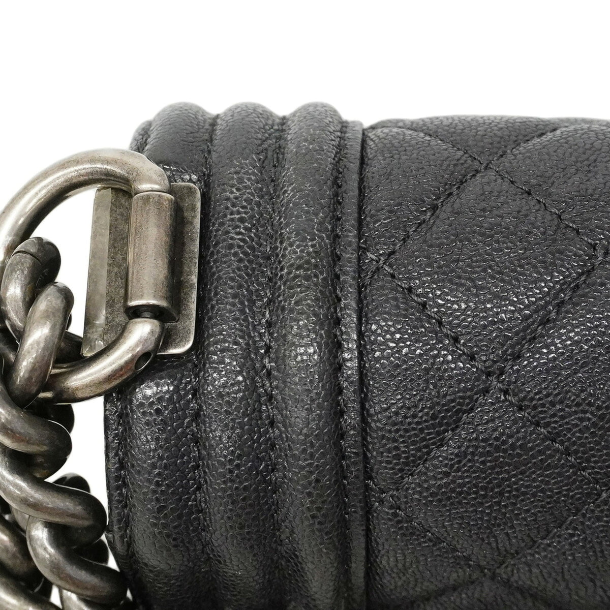 Chanel Gray Grained Calfskin Shoulder Bag (Pre-Owned)