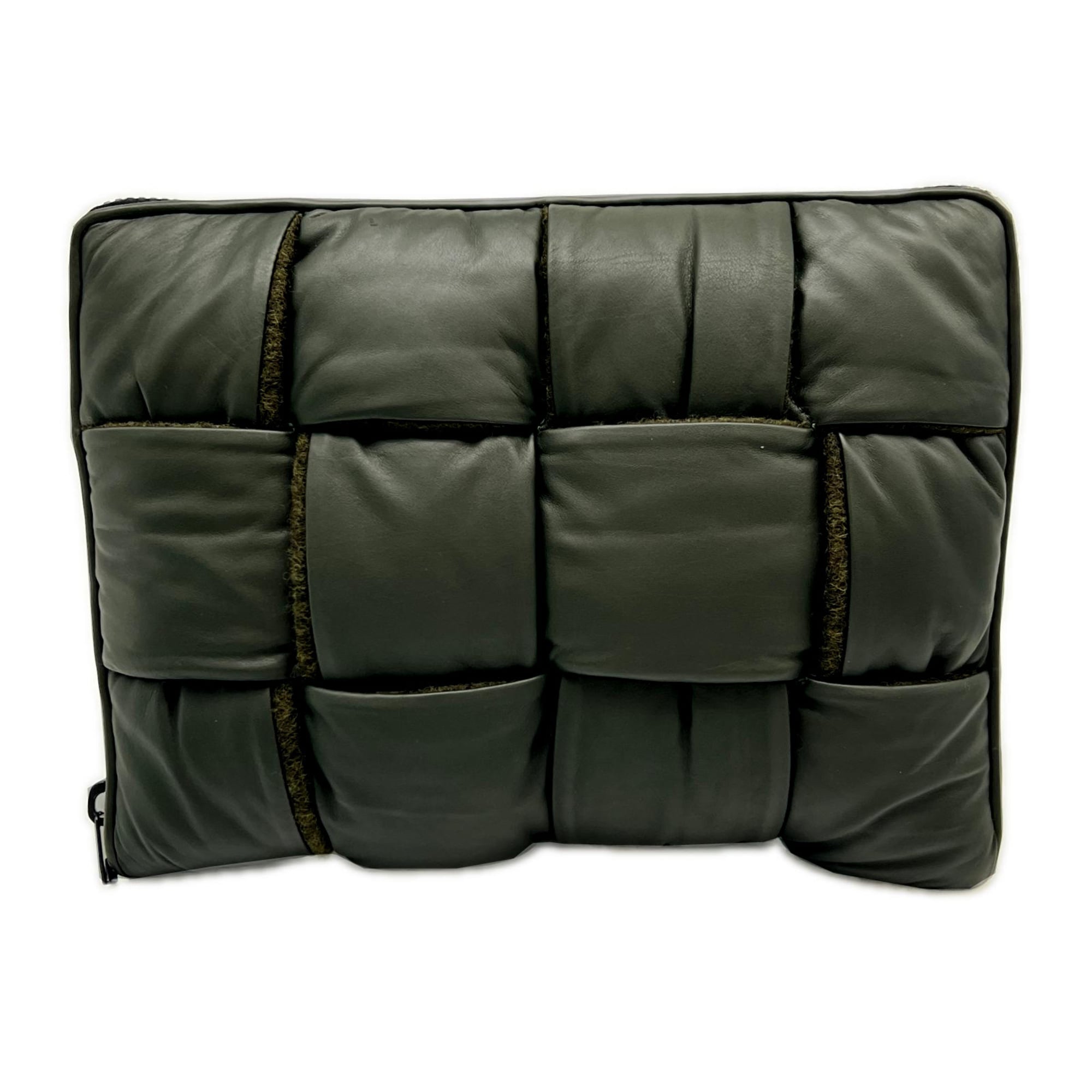 Bottega Veneta Khaki Leather Clutch Bag Document Case (Pre-Owned)