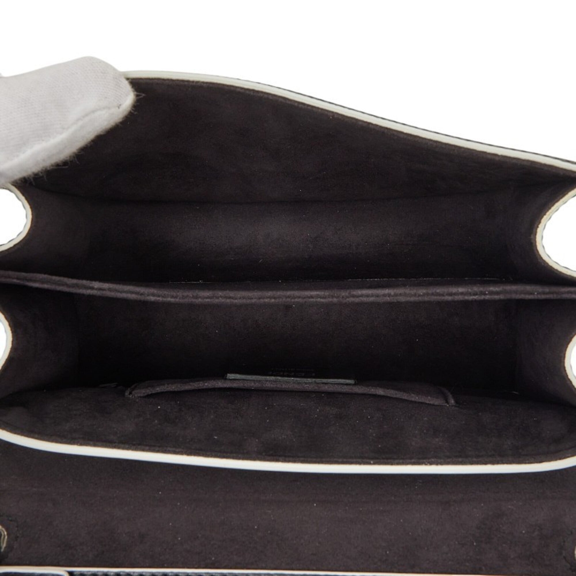 Fendi Black Brown Leather Handbag Shoulder Bag (Pre-Owned)