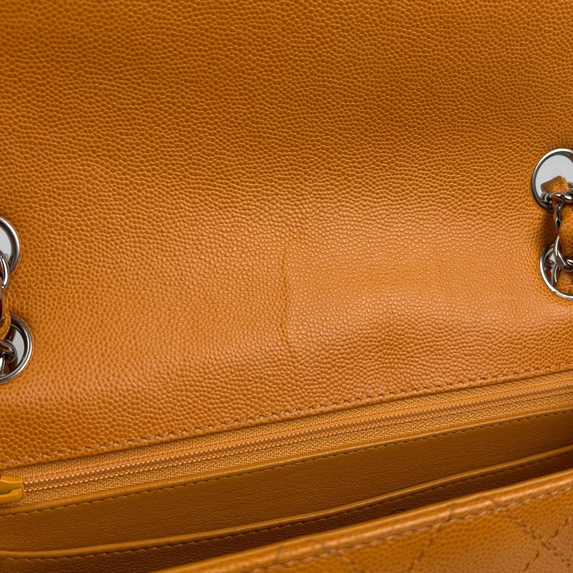 Chanel Orange Grained Calfskin Shoulder Bag (Pre-Owned)