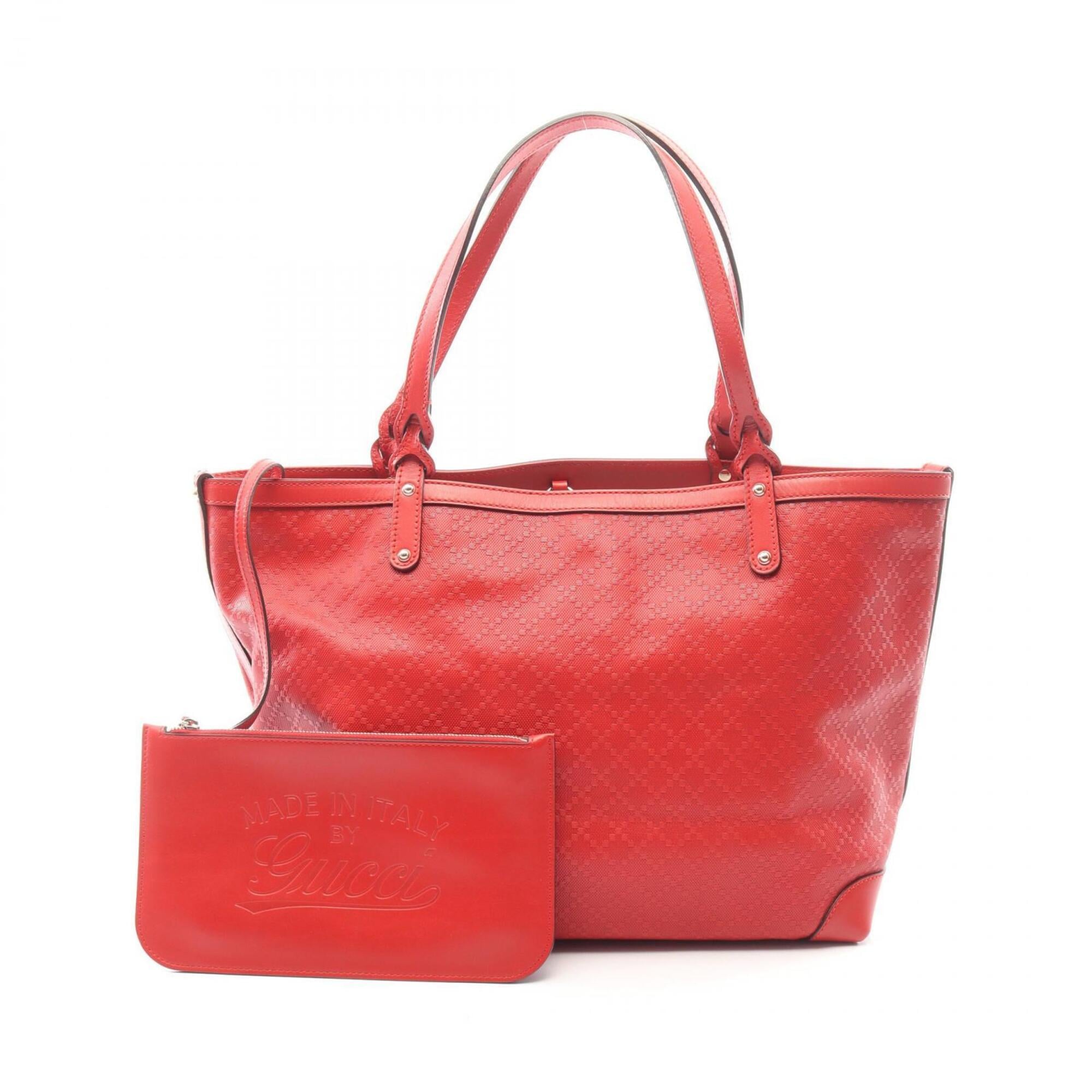Gucci Red Color Leather Handbag Tote Bag (Pre-Owned)