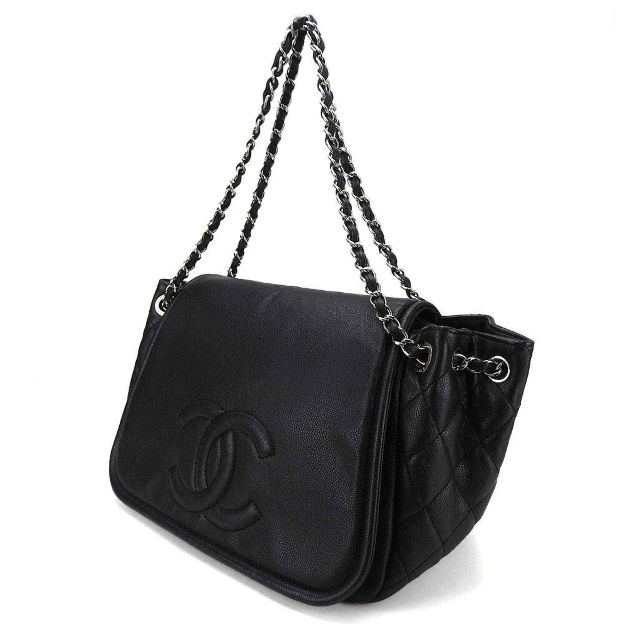 Chanel Black Grained Calfskin Shoulder Bag (Pre-Owned)