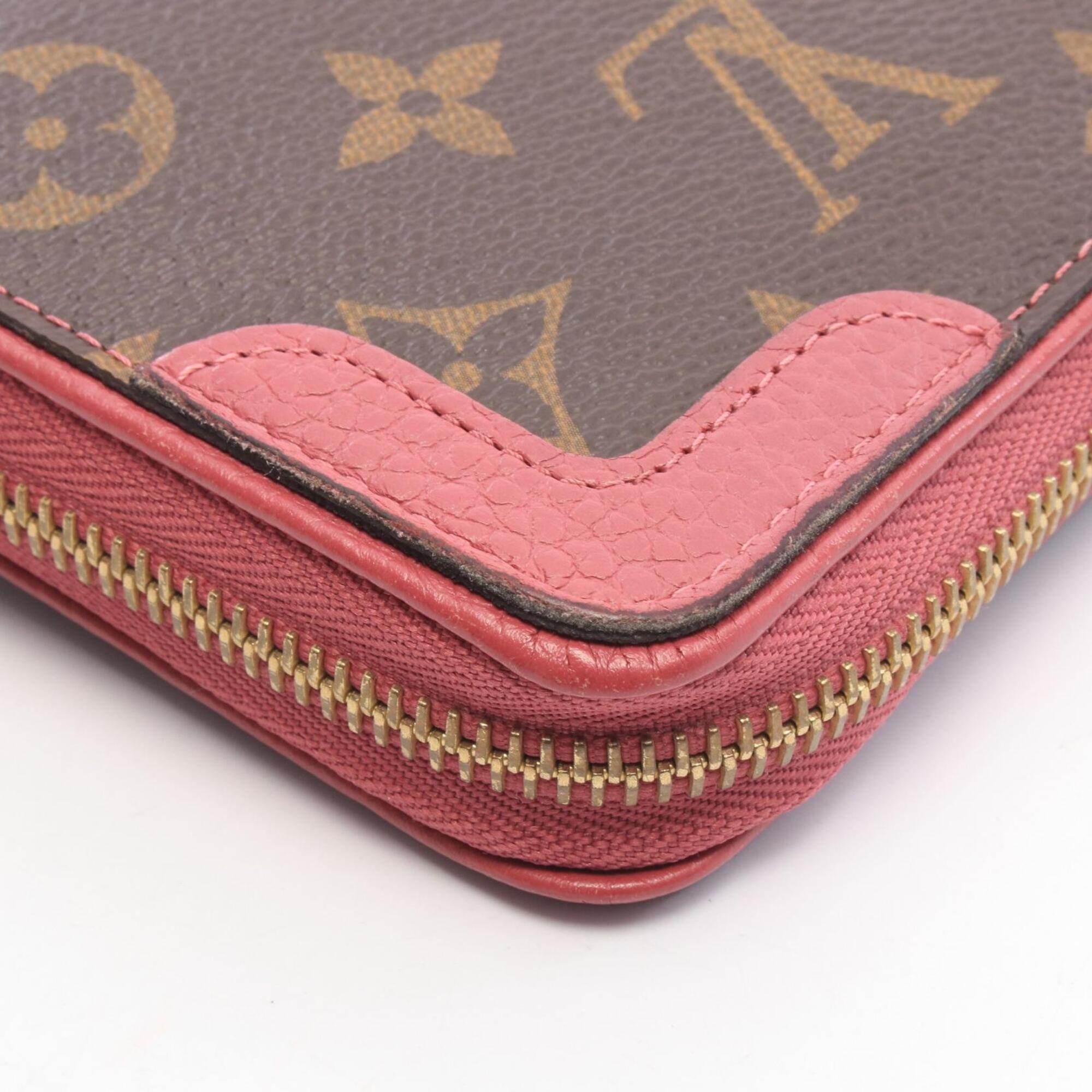 Louis Vuitton Brown Monogram Pink Leather Pvc Long Wallet (Bi-Fold) (Pre-Owned)
