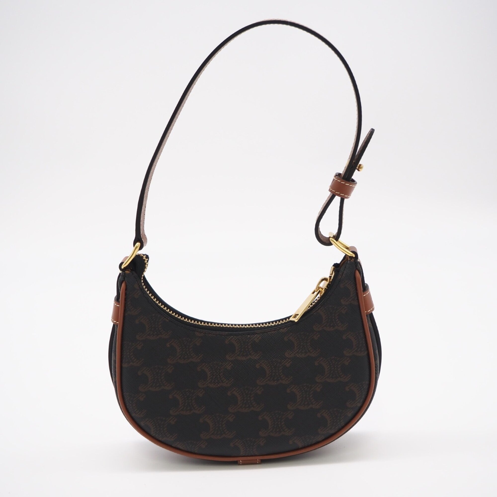 Celine Beige Brown Coated Canvas Leather Handbag Shoulder Bag (Pre-Owned)
