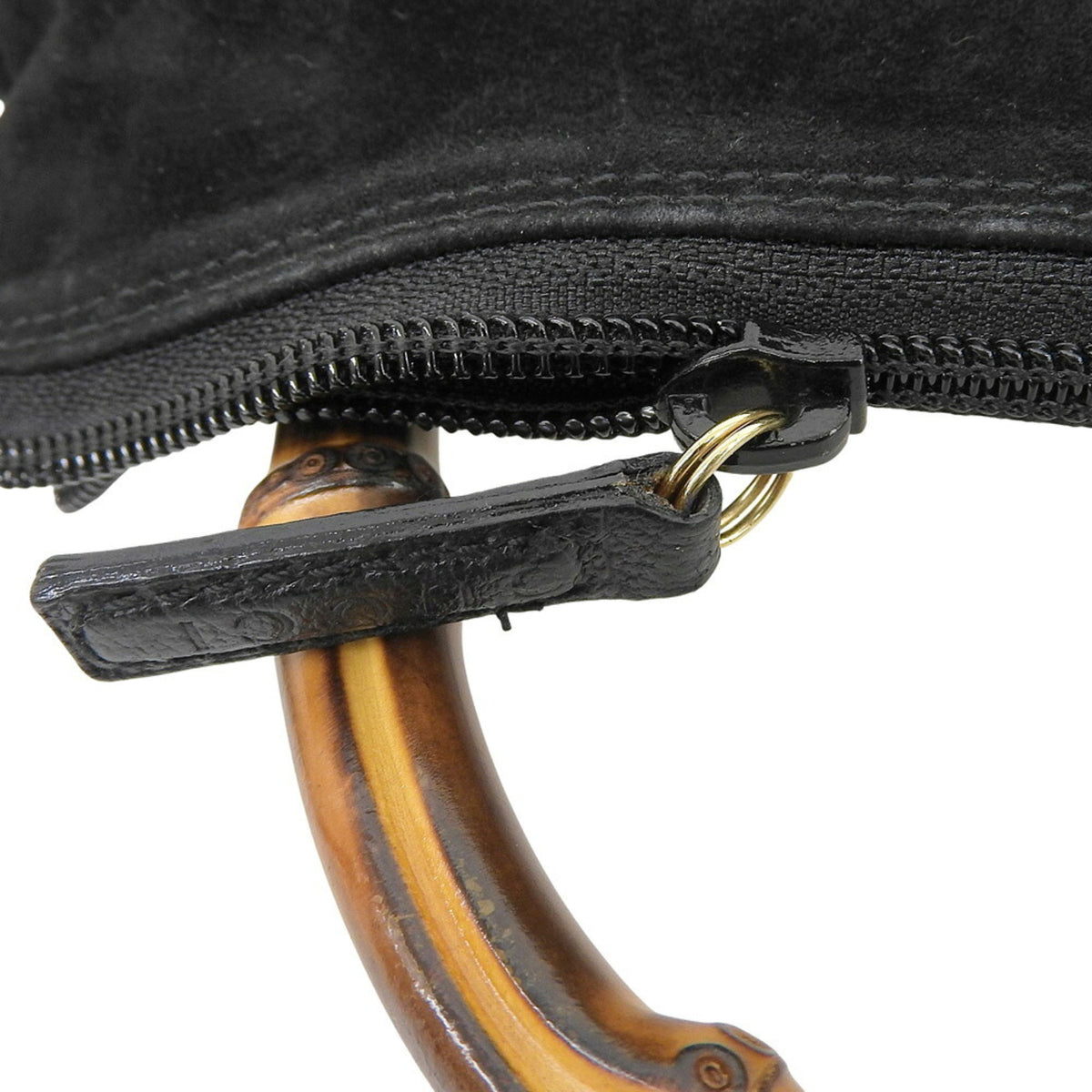 Gucci Black Suede Bamboo Handbag (Pre-Owned)
