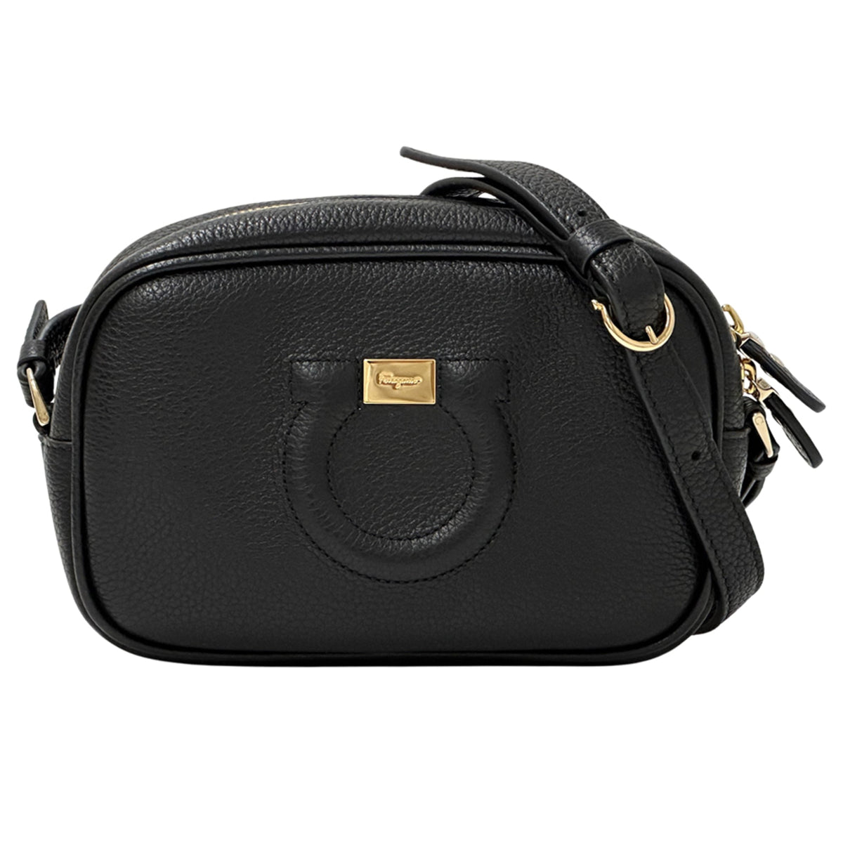 Salvatore Ferragamo Black Leather Handbag Shoulder Bag (Pre-Owned)