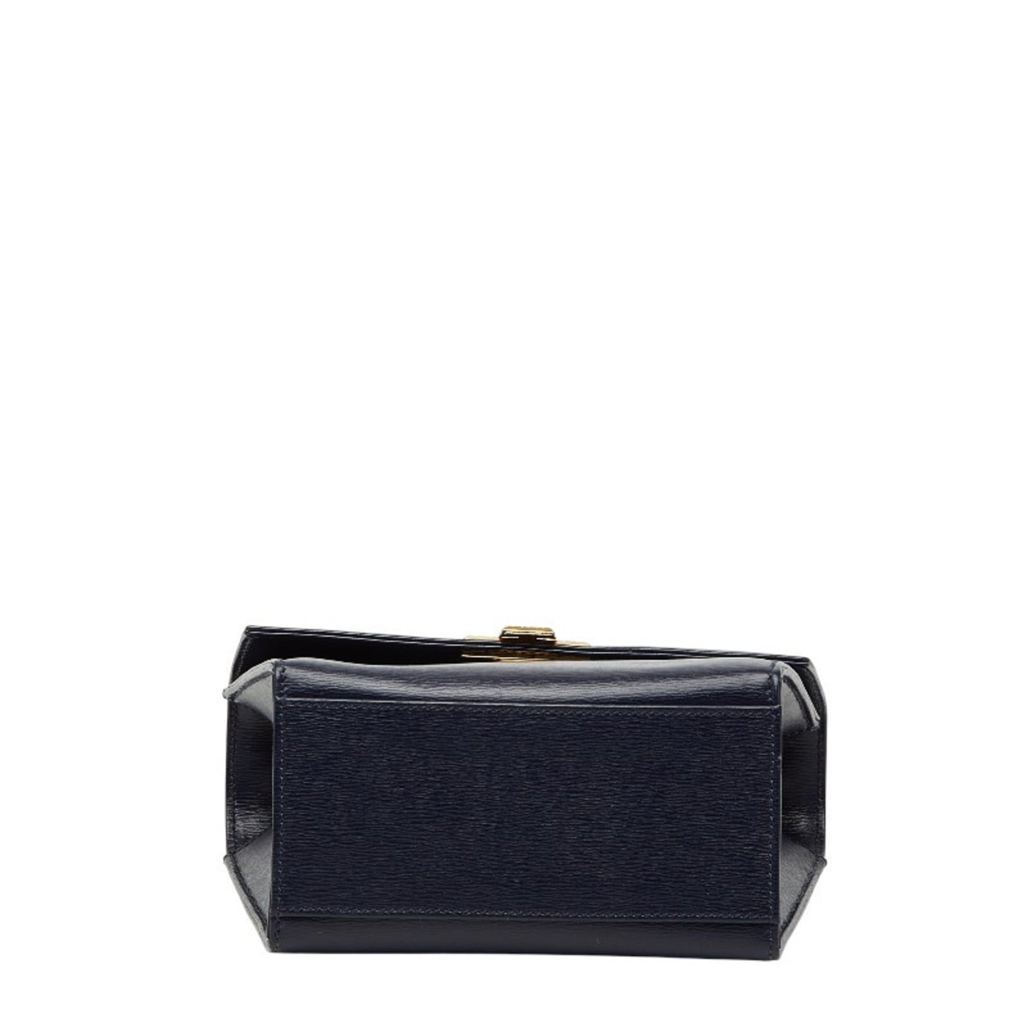 Christian Dior Navy Leather Handbag Shoulder Bag (Pre-Owned)
