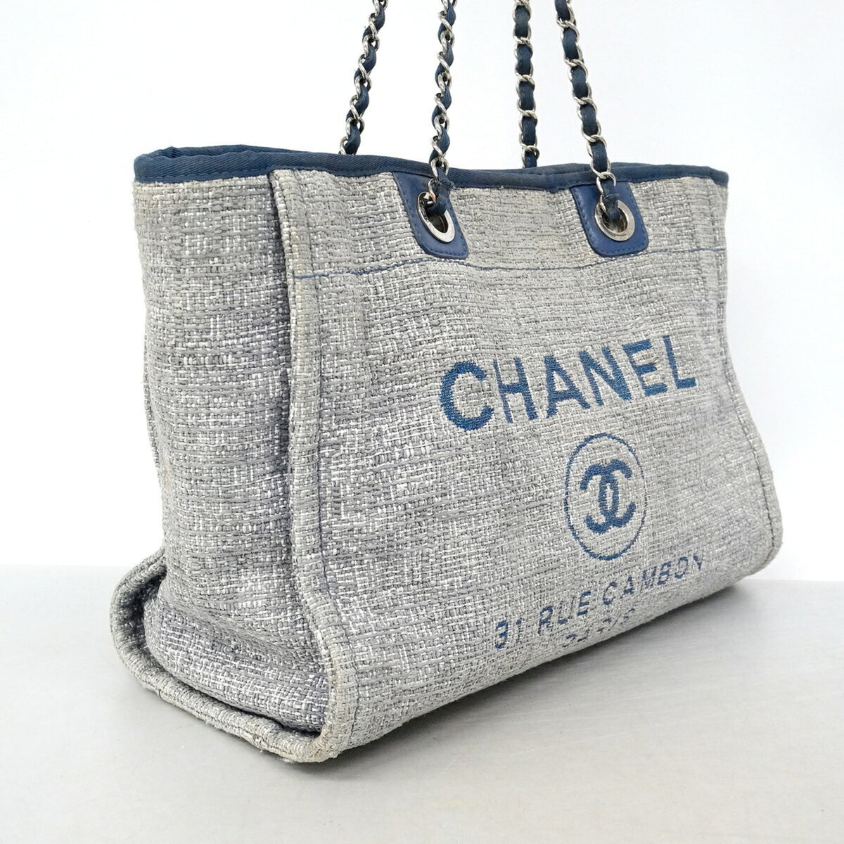 Chanel Navy Tweed Tote Bag (Pre-Owned)