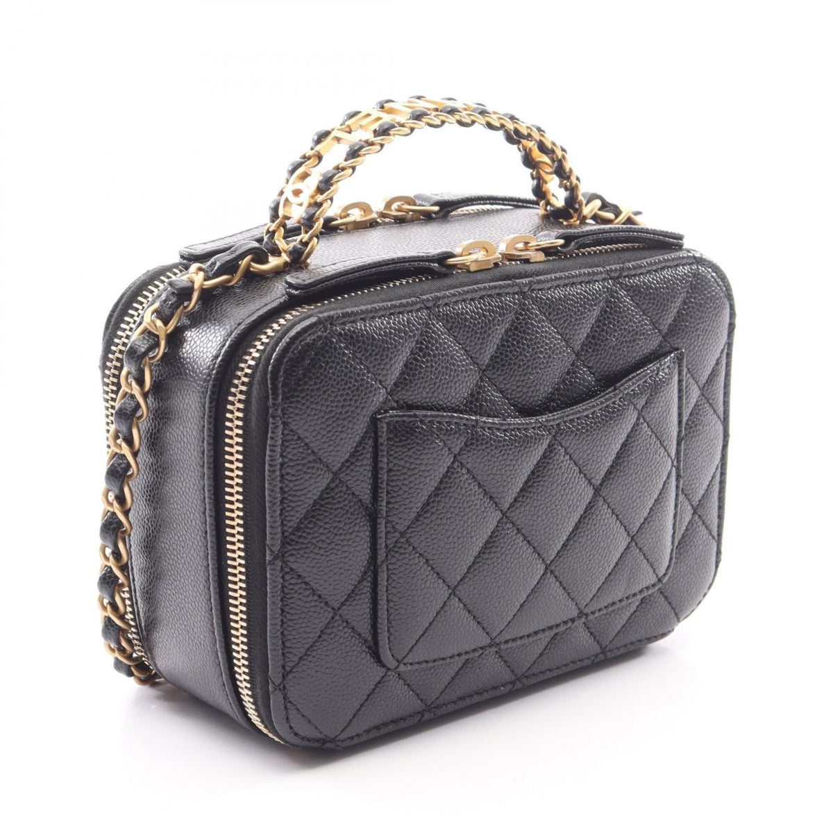 Chanel Matelasse Black Grained Calfskin Handbag Shoulder Bag Vanity Bag (Pre-Owned)
