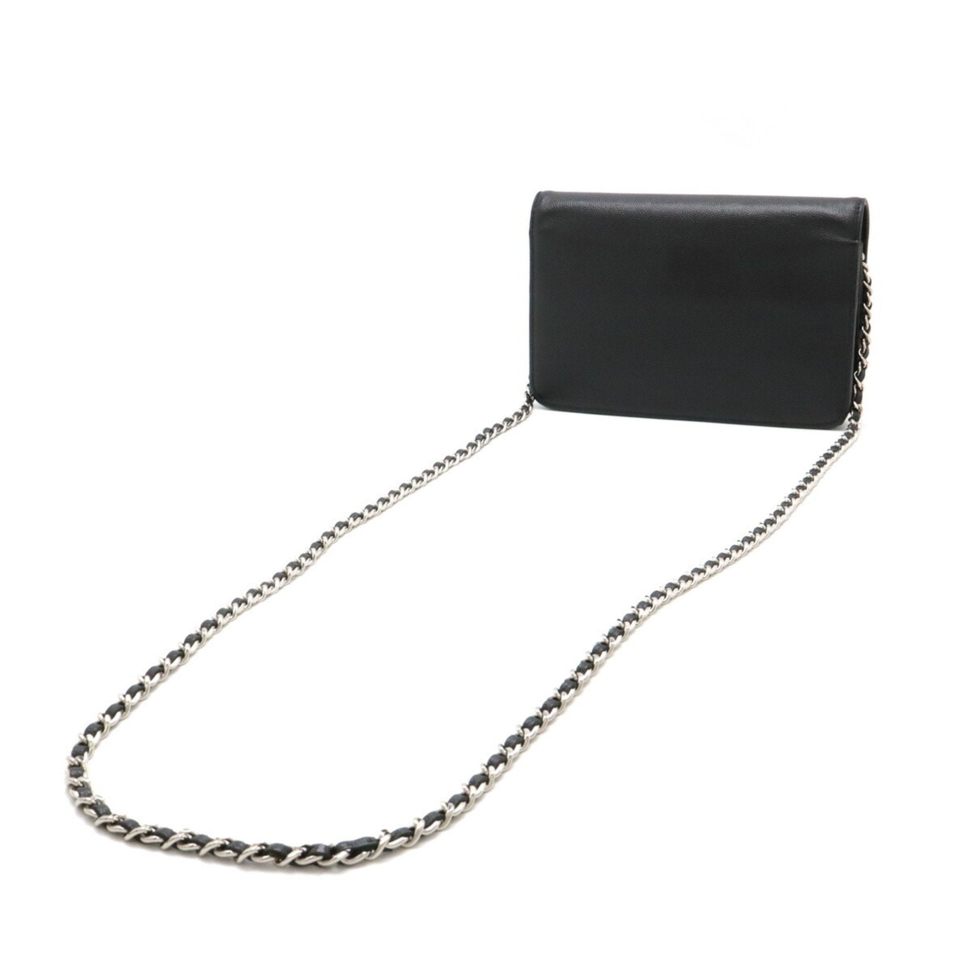 Chanel Caviar Skin Black Caviar Leather Pochette Shoulder Bag (Pre-Owned)