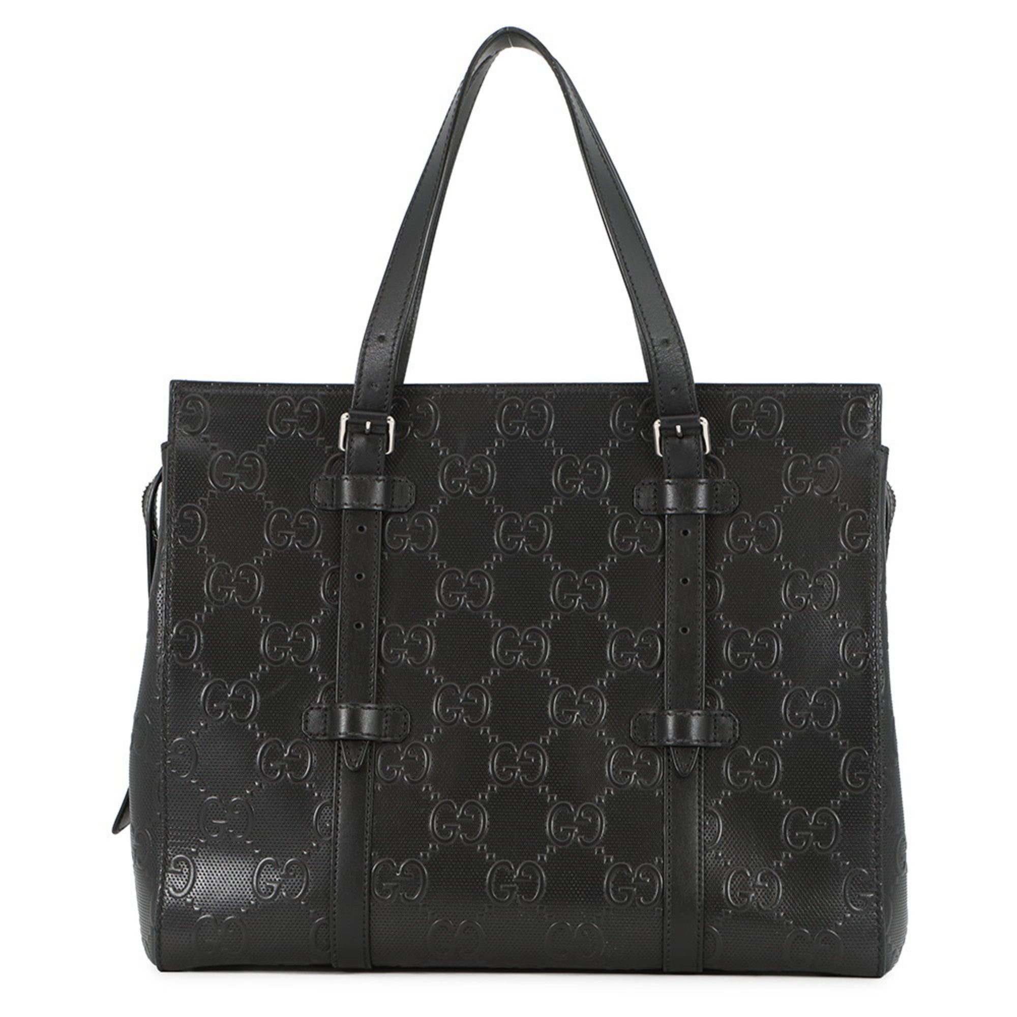 Gucci Black Leather Handbag Tote Bag (Pre-Owned)
