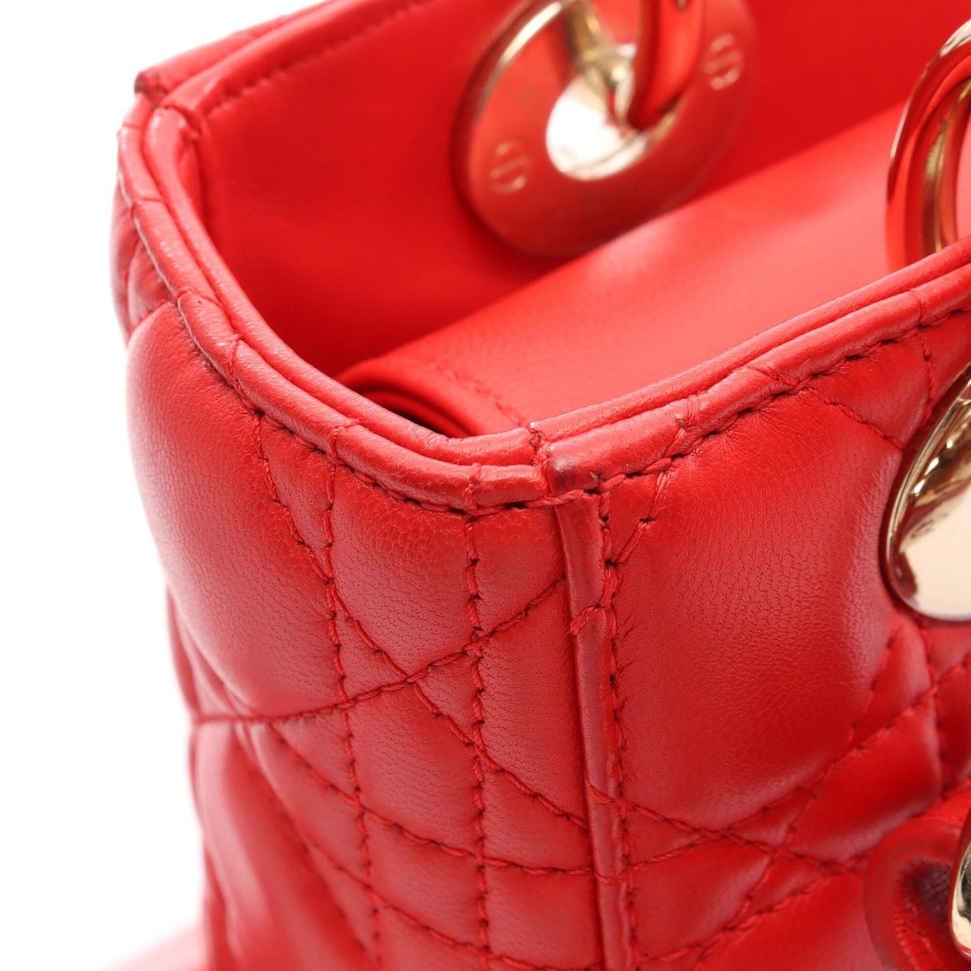 Christian Dior Red Color Leather Handbag (Pre-Owned)