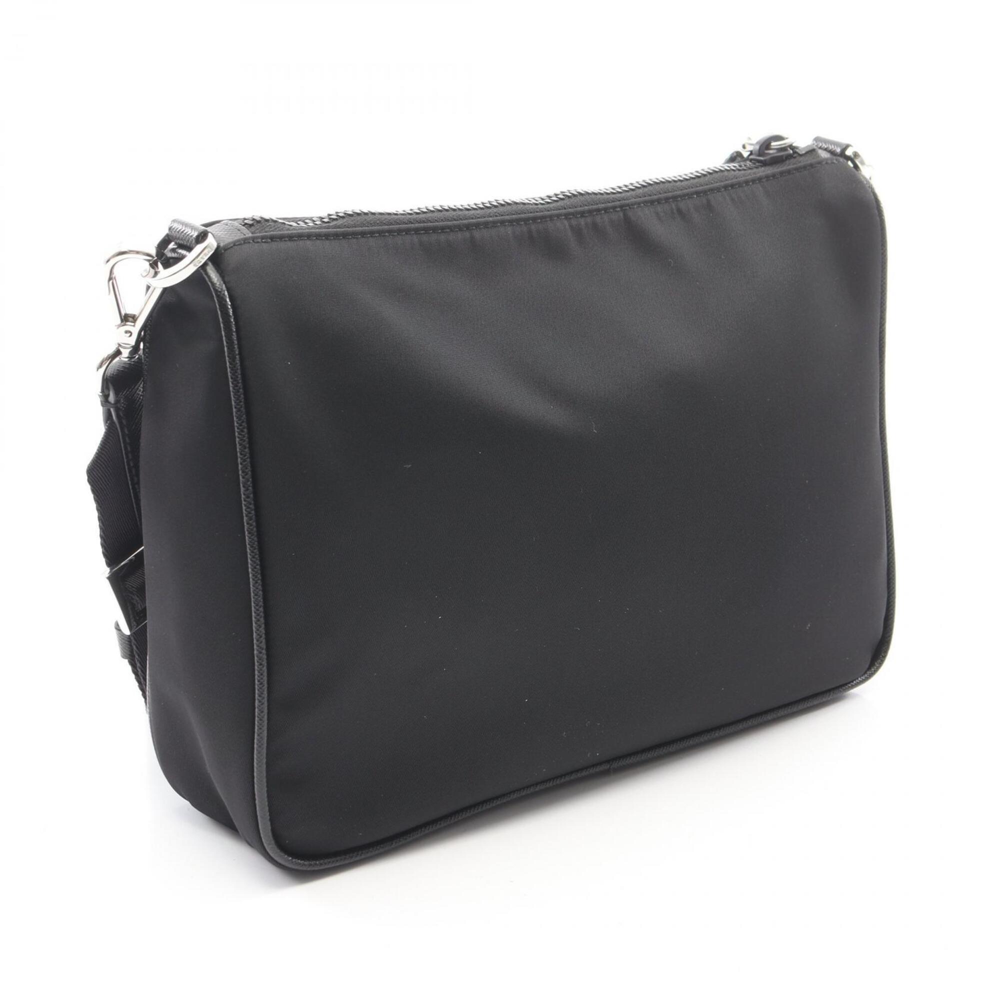 Prada Black Nylon Leather Handbag Pouch Shoulder Bag (Pre-Owned)
