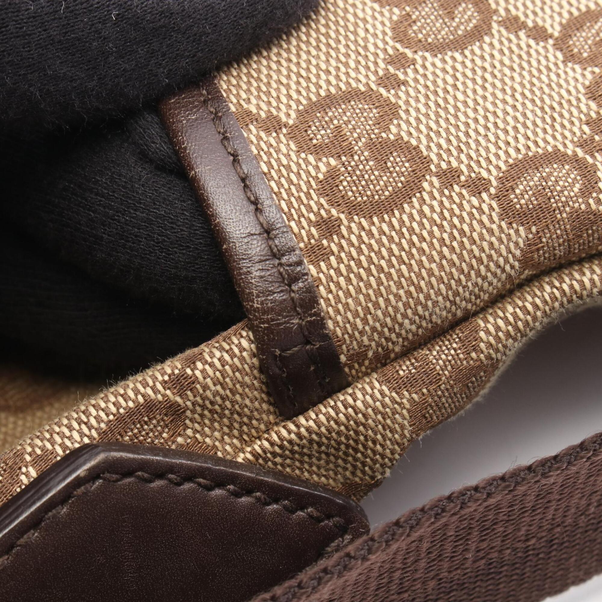 Gucci Beige Brown Canvas Leather Handbag Shoulder Bag (Pre-Owned)