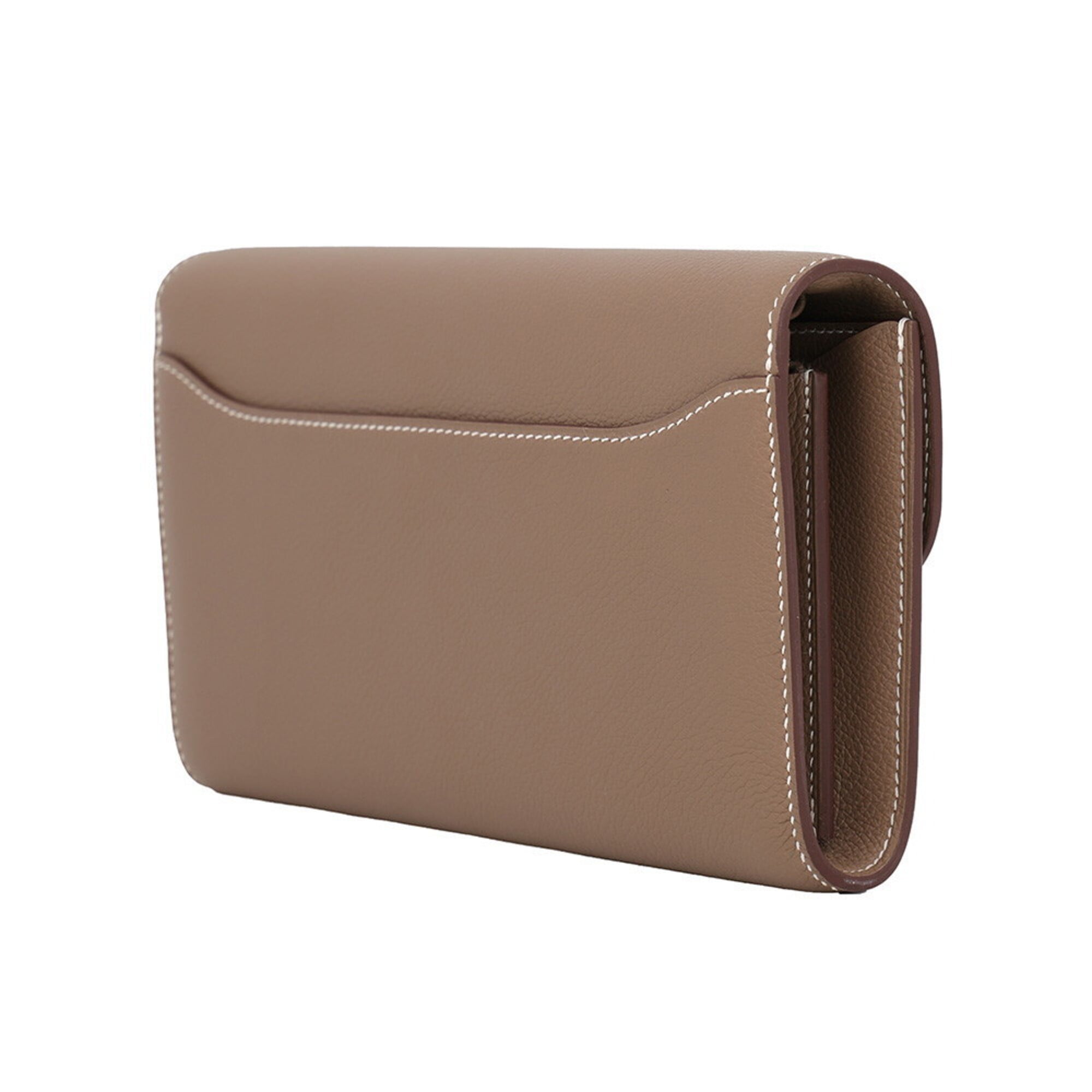 Hermes Constance Etoupe Gray Evercalf Leather Chain/Shoulder Wallet (Pre-Owned)