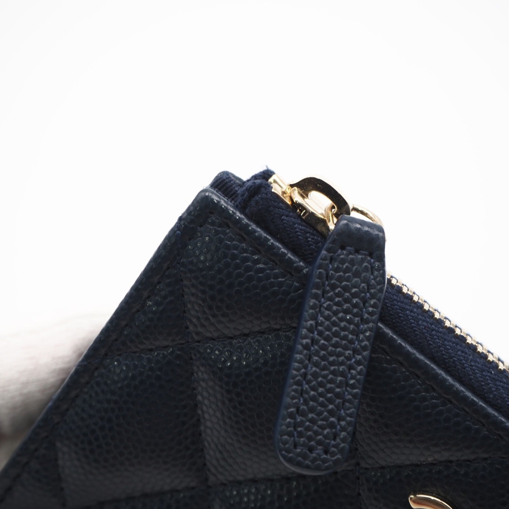 Chanel Matelasse Navy Grained Calfskin Coin Purse/Coin Case (Pre-Owned)