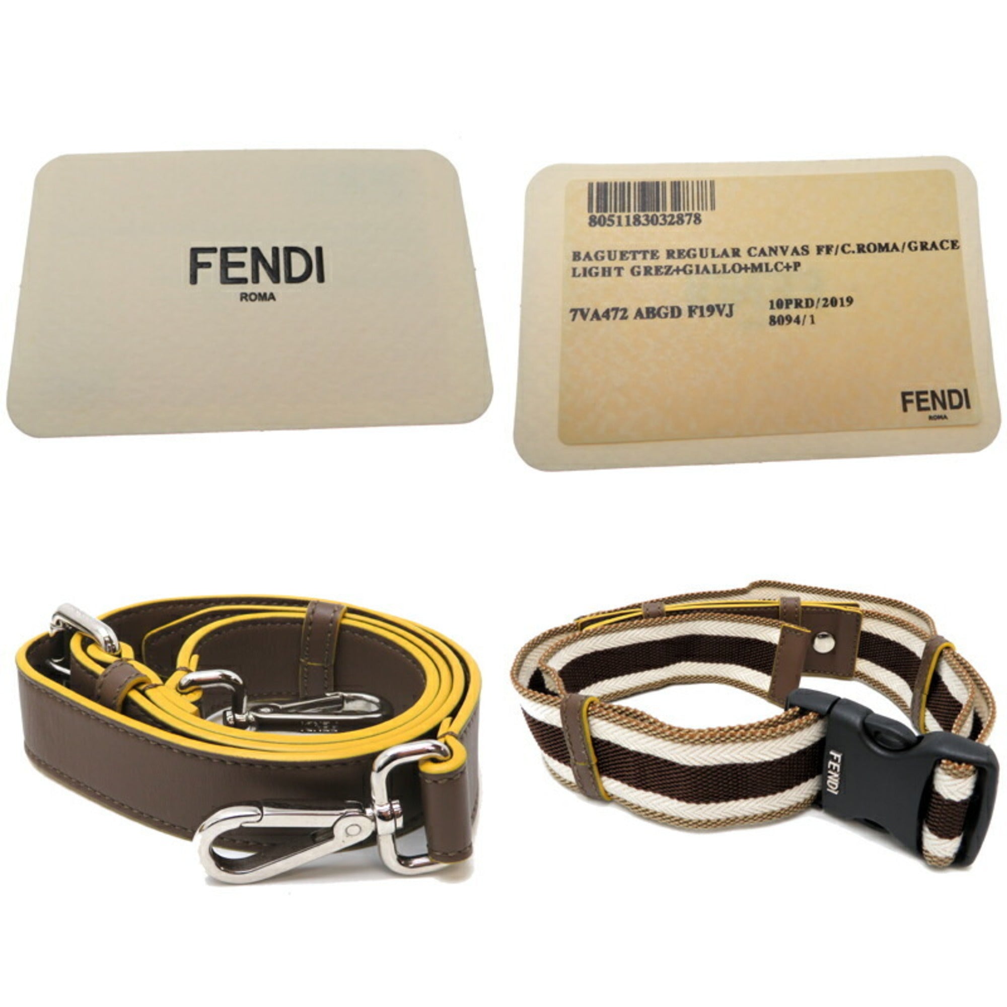 Fendi Dark Yellow Canvas Leather Shoulder Bag (Pre-Owned)