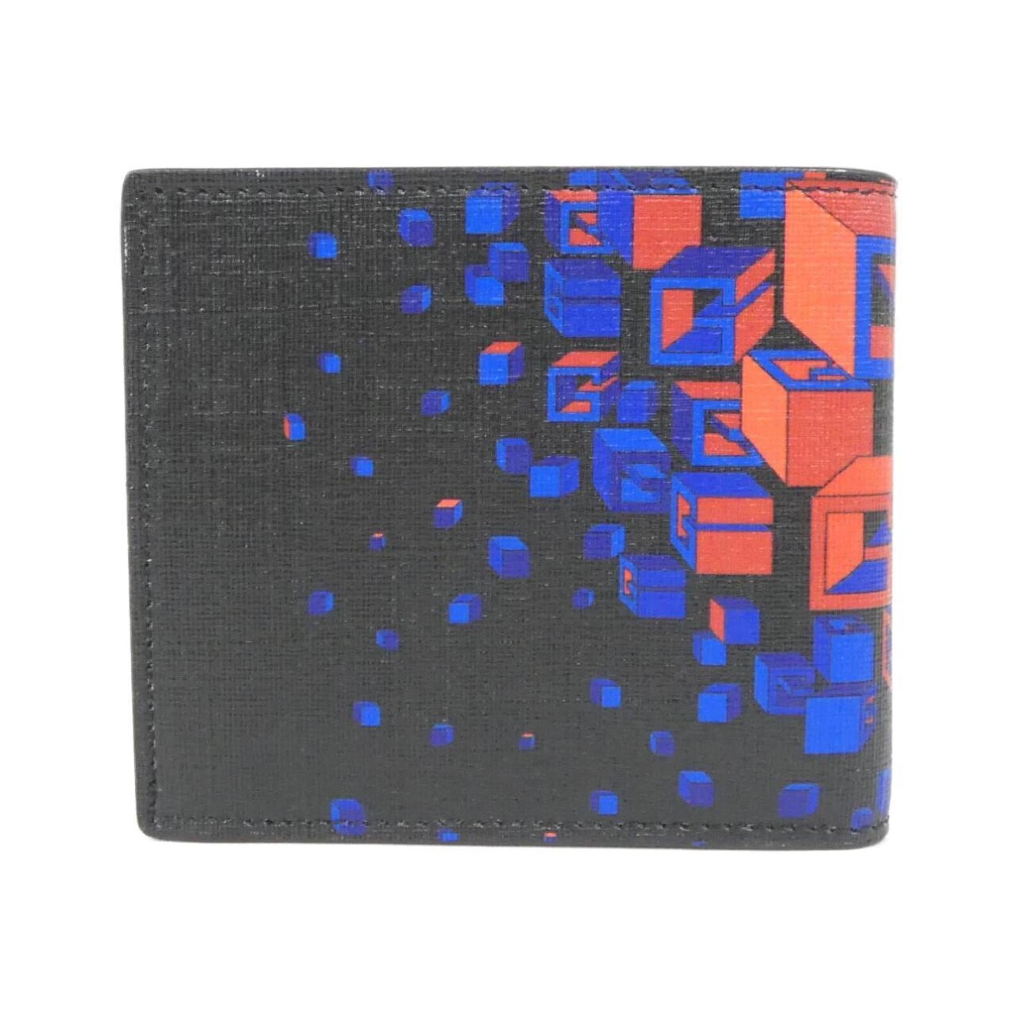 Gucci Black Blue Red Color Coated Canvas Wallet (Bi-Fold) (Pre-Owned)