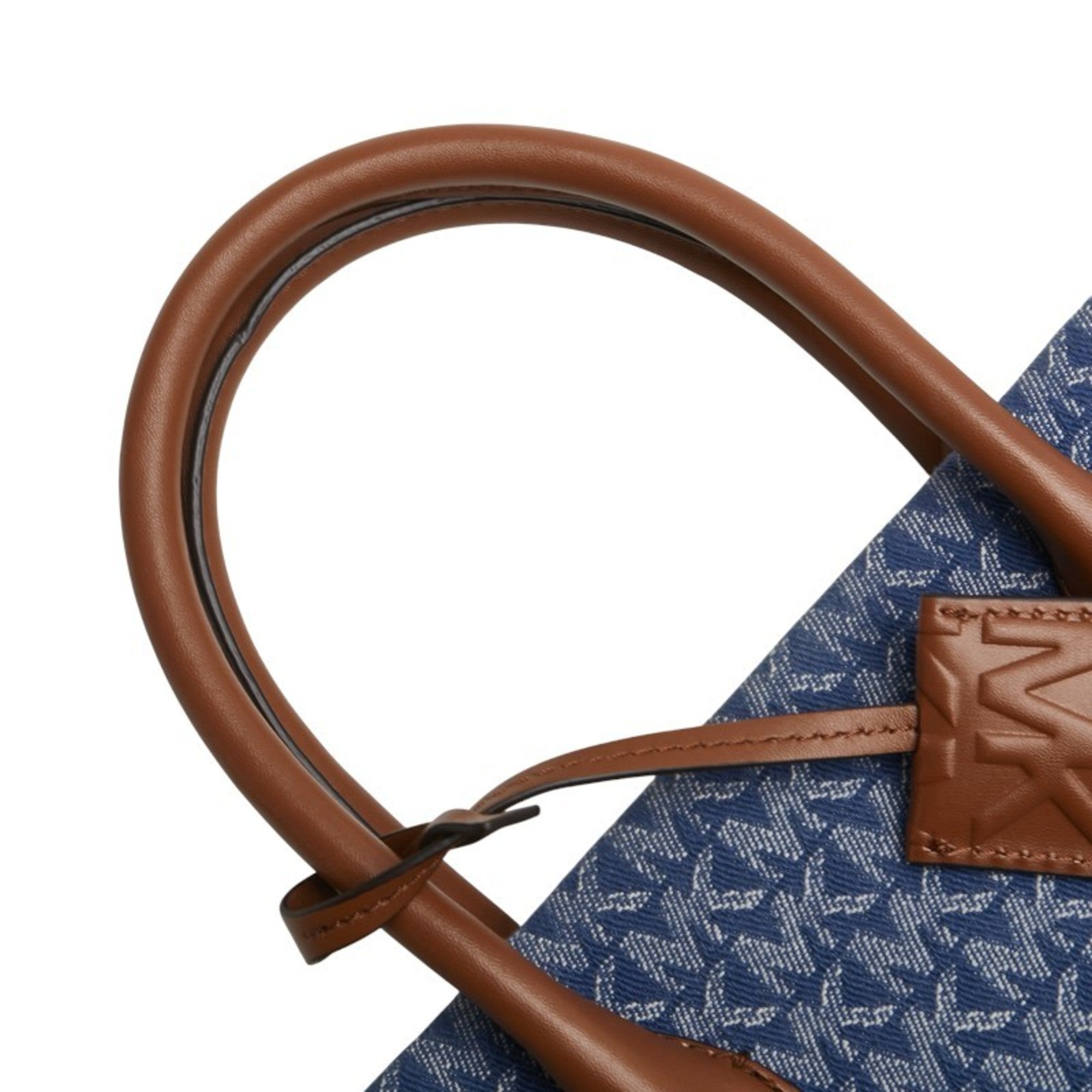 Michael Kors Blue Brown Canvas Leather Shoulder Bag Tote Bag (Pre-Owned)