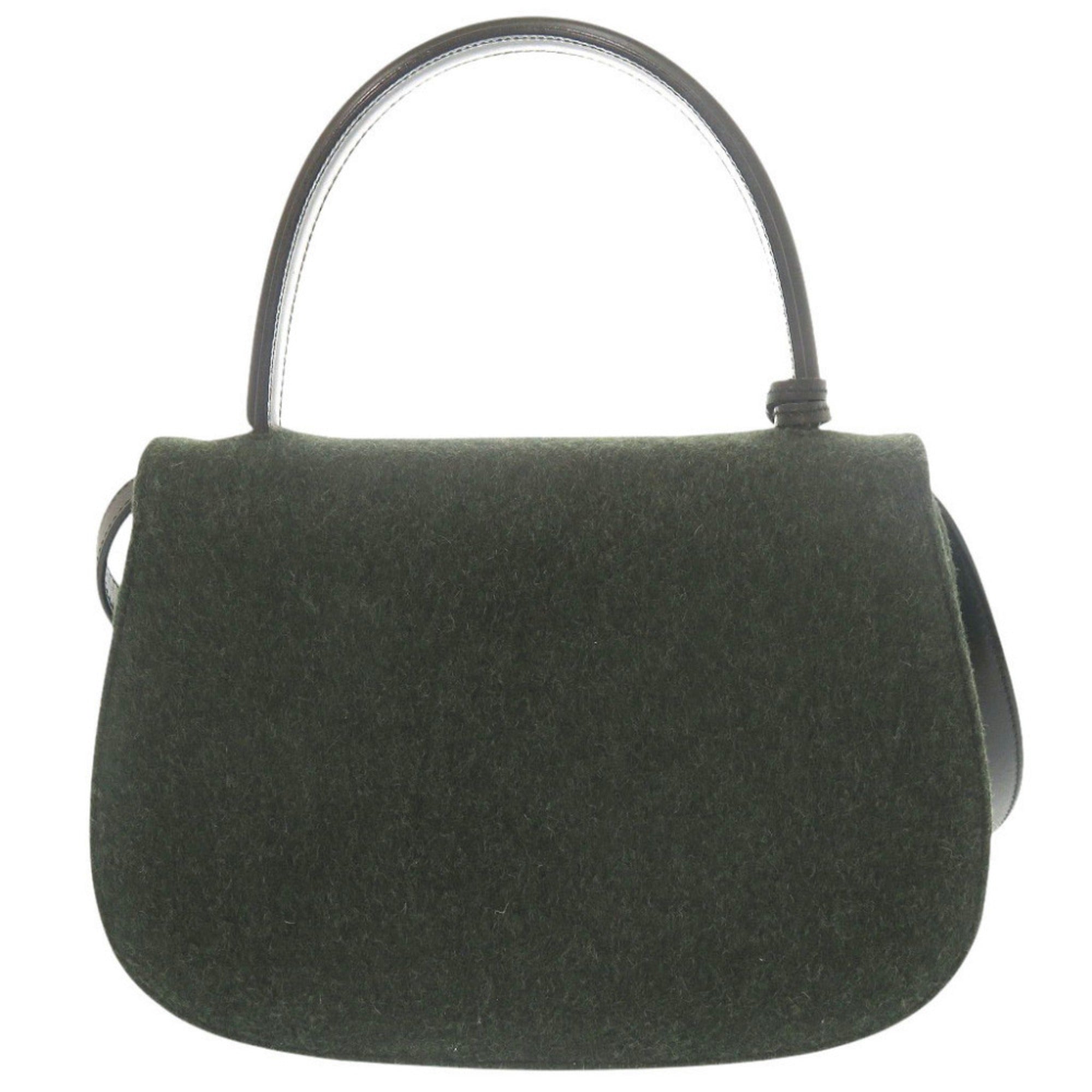 Gucci Black Green Felt Handbag Shoulder Bag (Pre-Owned)