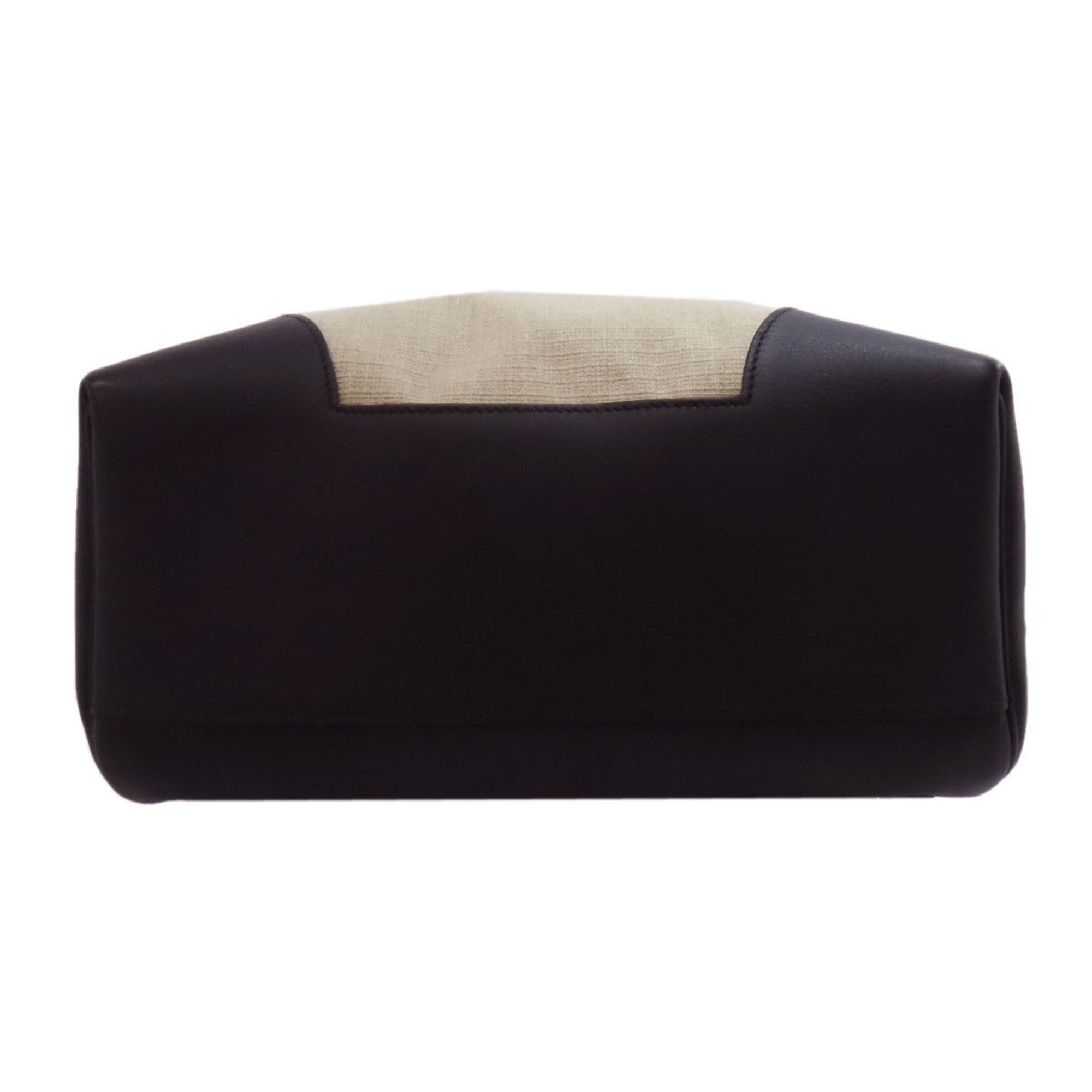 Hermes Beige Black Canvas Leather Backpack (Pre-Owned)