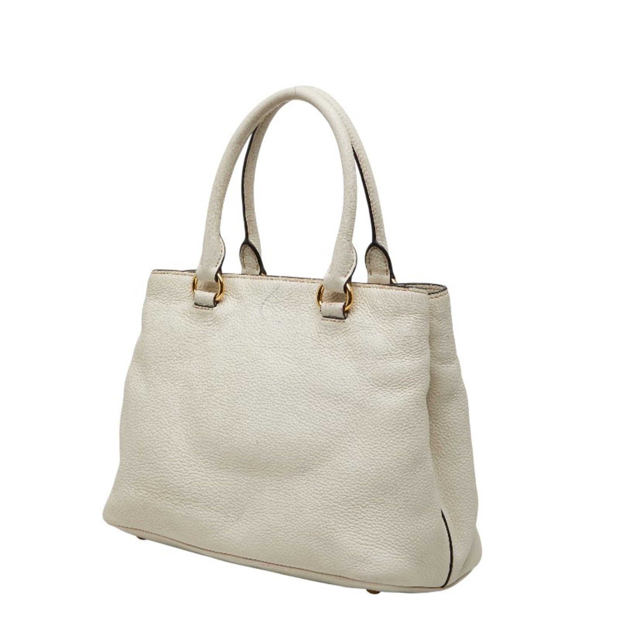 Prada White Leather Handbag Shoulder Bag (Pre-Owned)