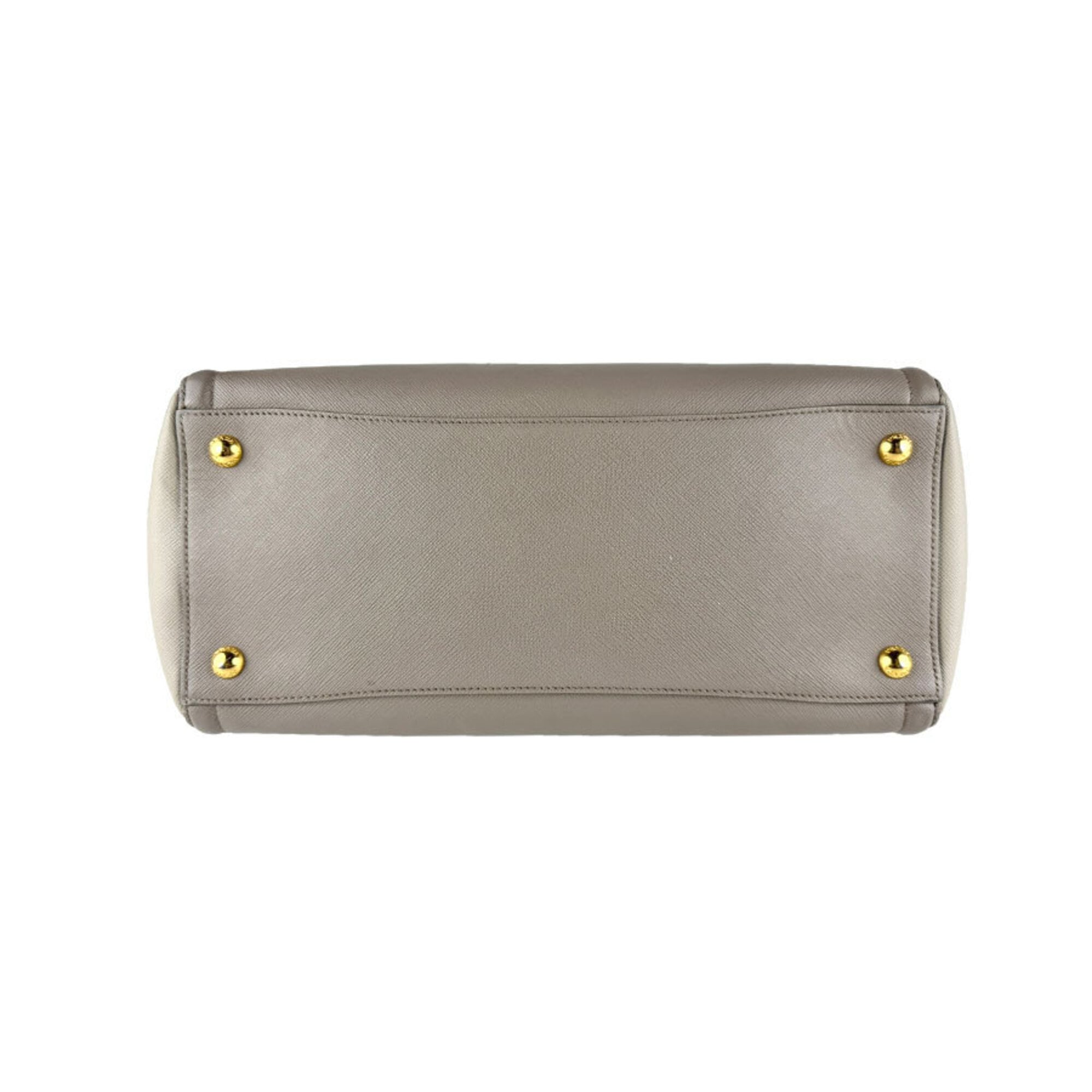 Prada Gray Leather Handbag Shoulder Bag (Pre-Owned)