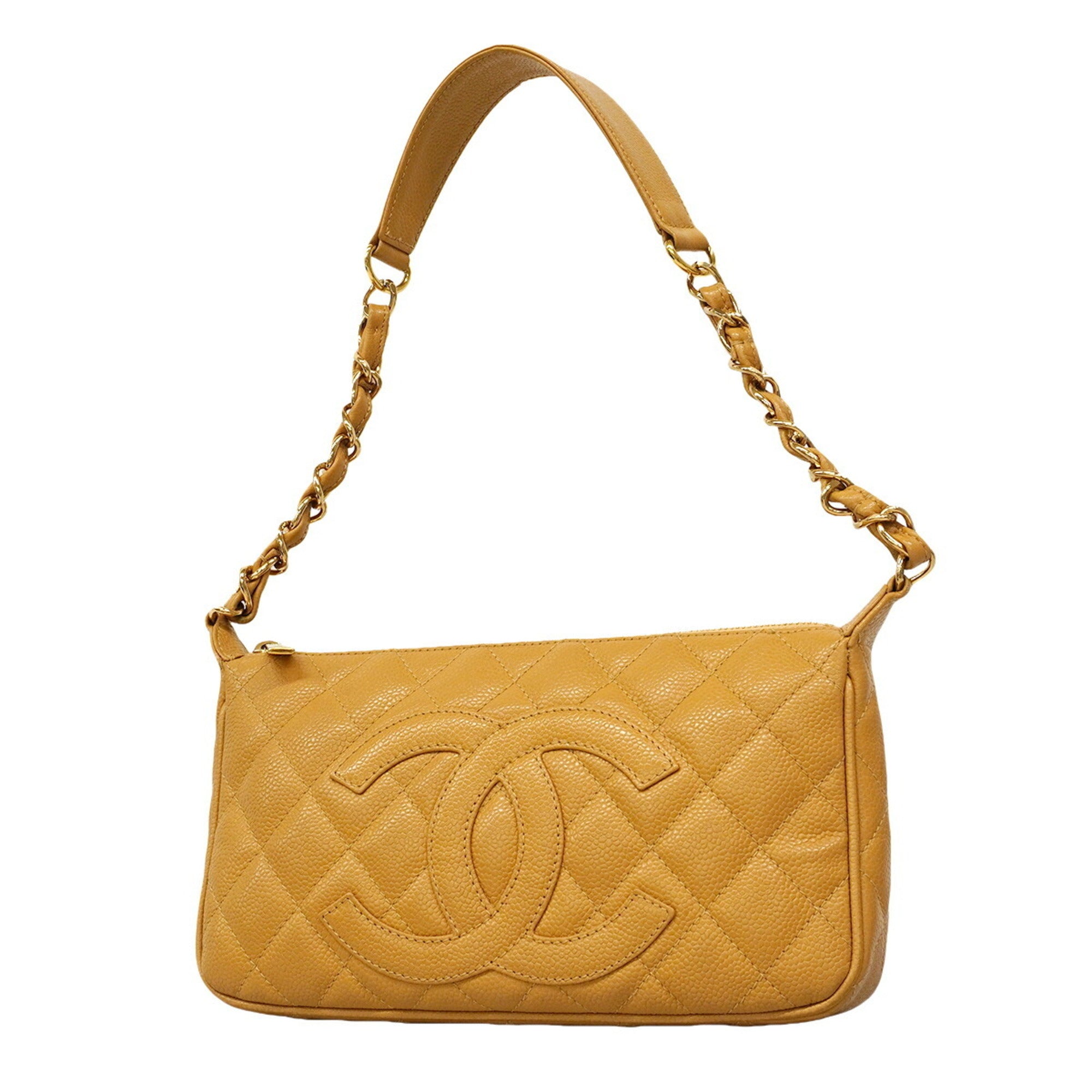 Chanel Brown Grained Calfskin Shoulder Bag (Pre-Owned)