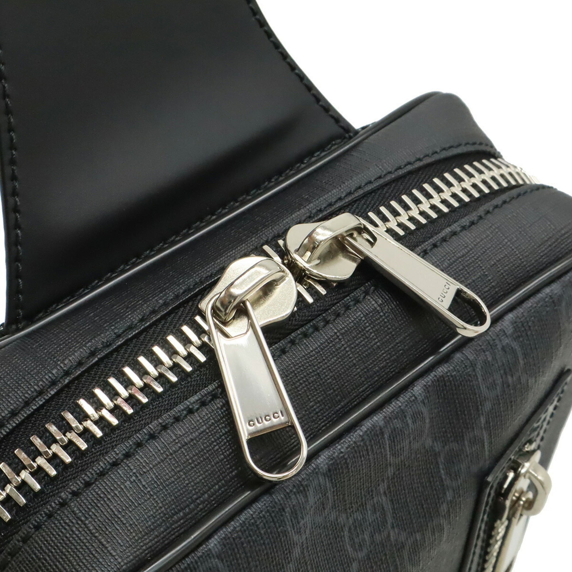 Gucci Black Gray Navy Red Color Gg Supreme Canvas Leather Shoulder Bag Sling Bag (Pre-Owned)
