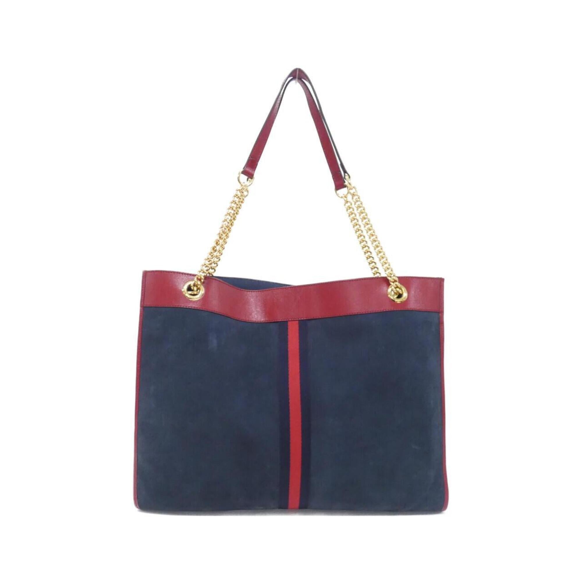 Gucci Dark Blue Red Color Suede Leather Handbag Pouch (Pre-Owned)
