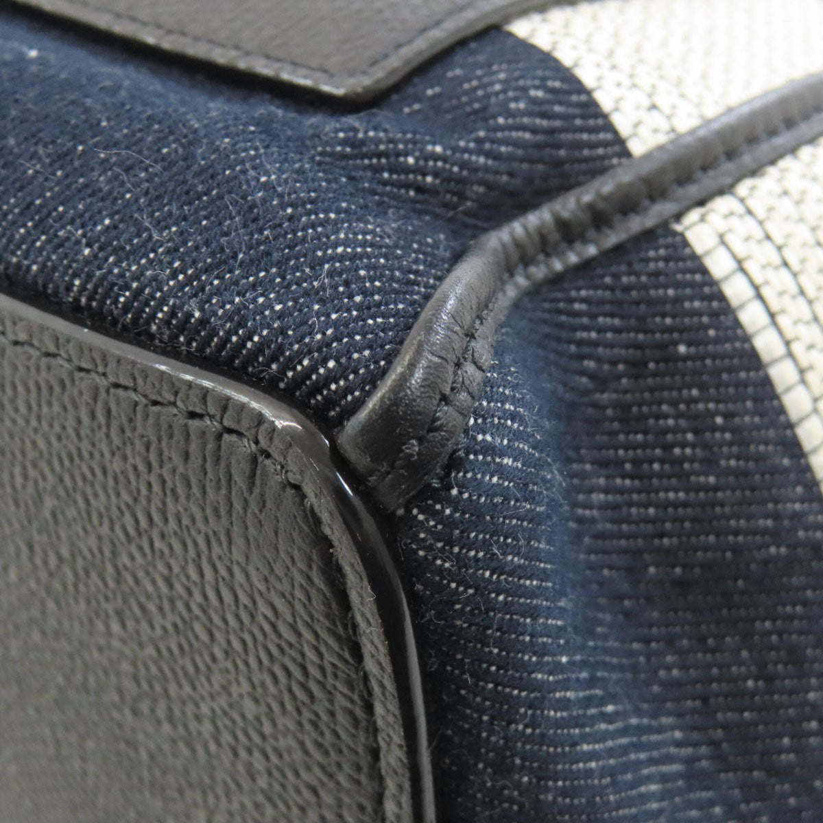 Valextra Black Navy White Canvas Tote Bag (Pre-Owned)