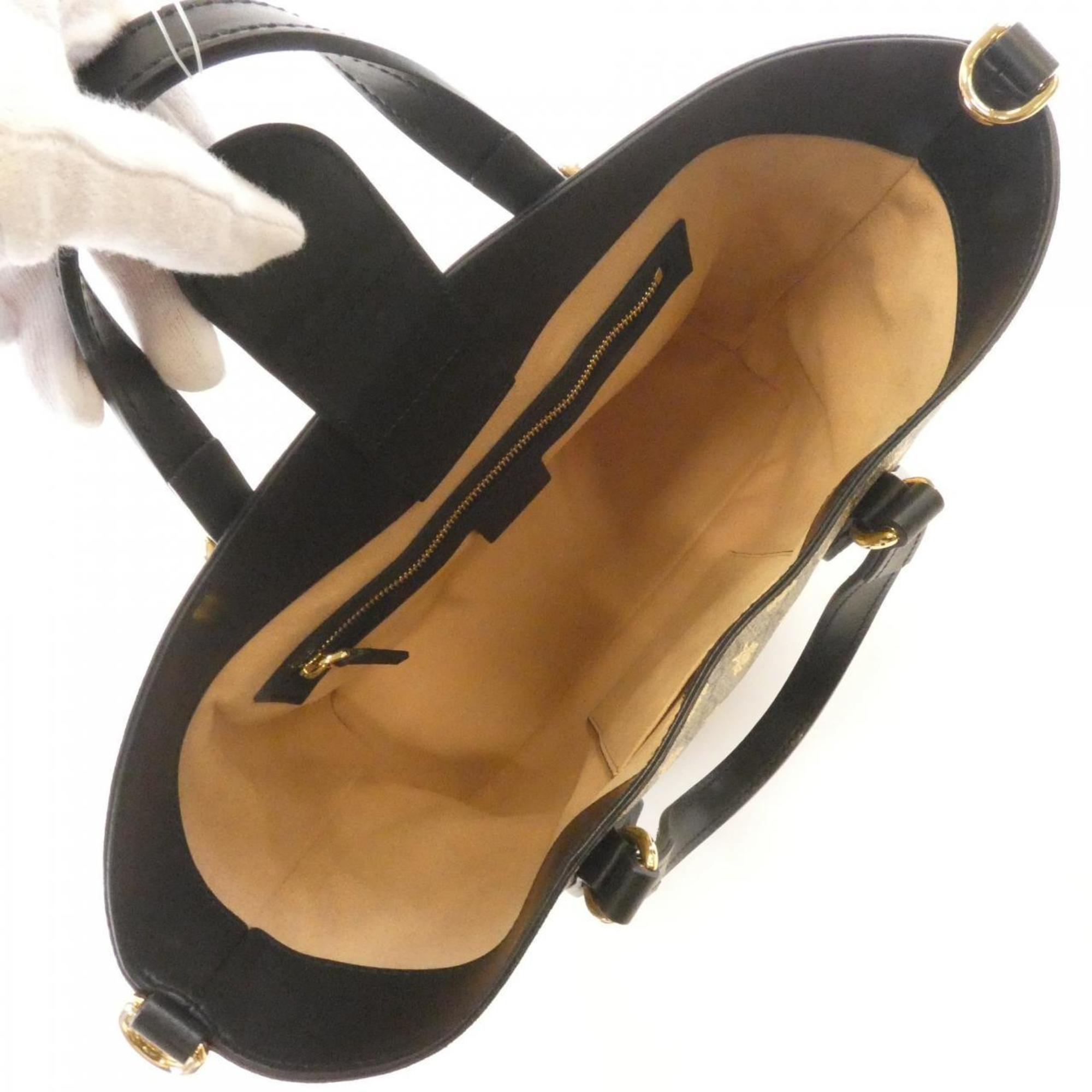 Gucci Beige Black Gg Supreme Handbag (Pre-Owned)