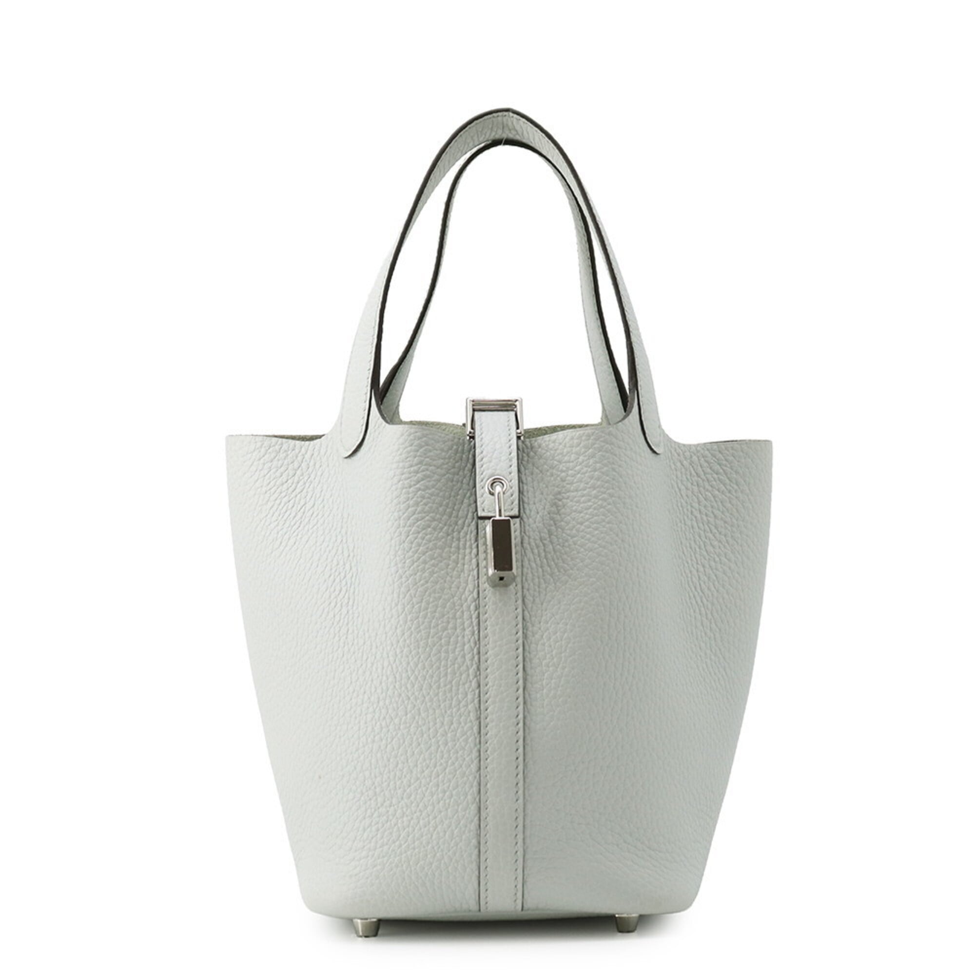 Hermes Picotin Silver Taurillon Clemence Leather Handbag (Pre-Owned)