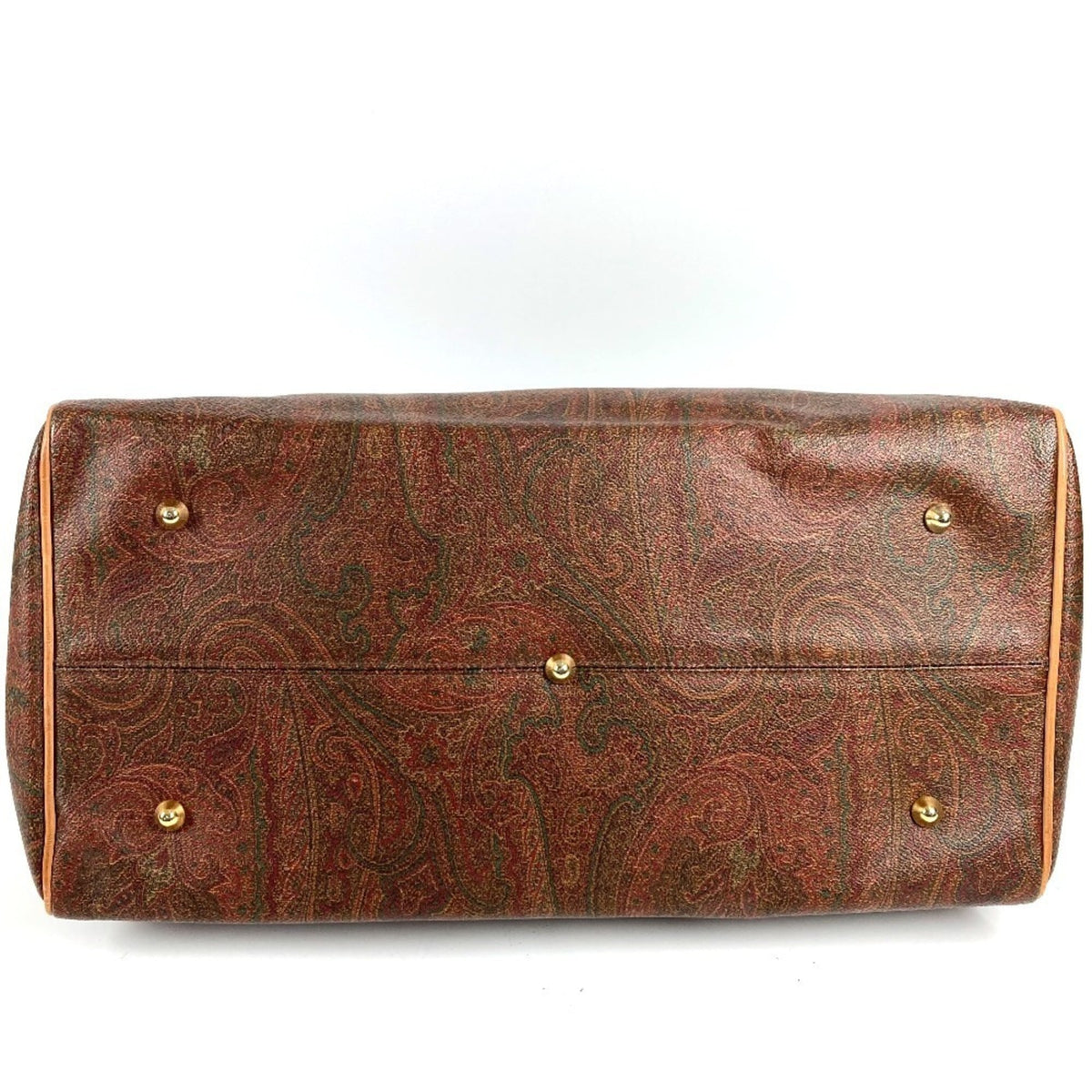 Etro Brown Leather Boston Bag Handbag Tote Bag (Pre-Owned)