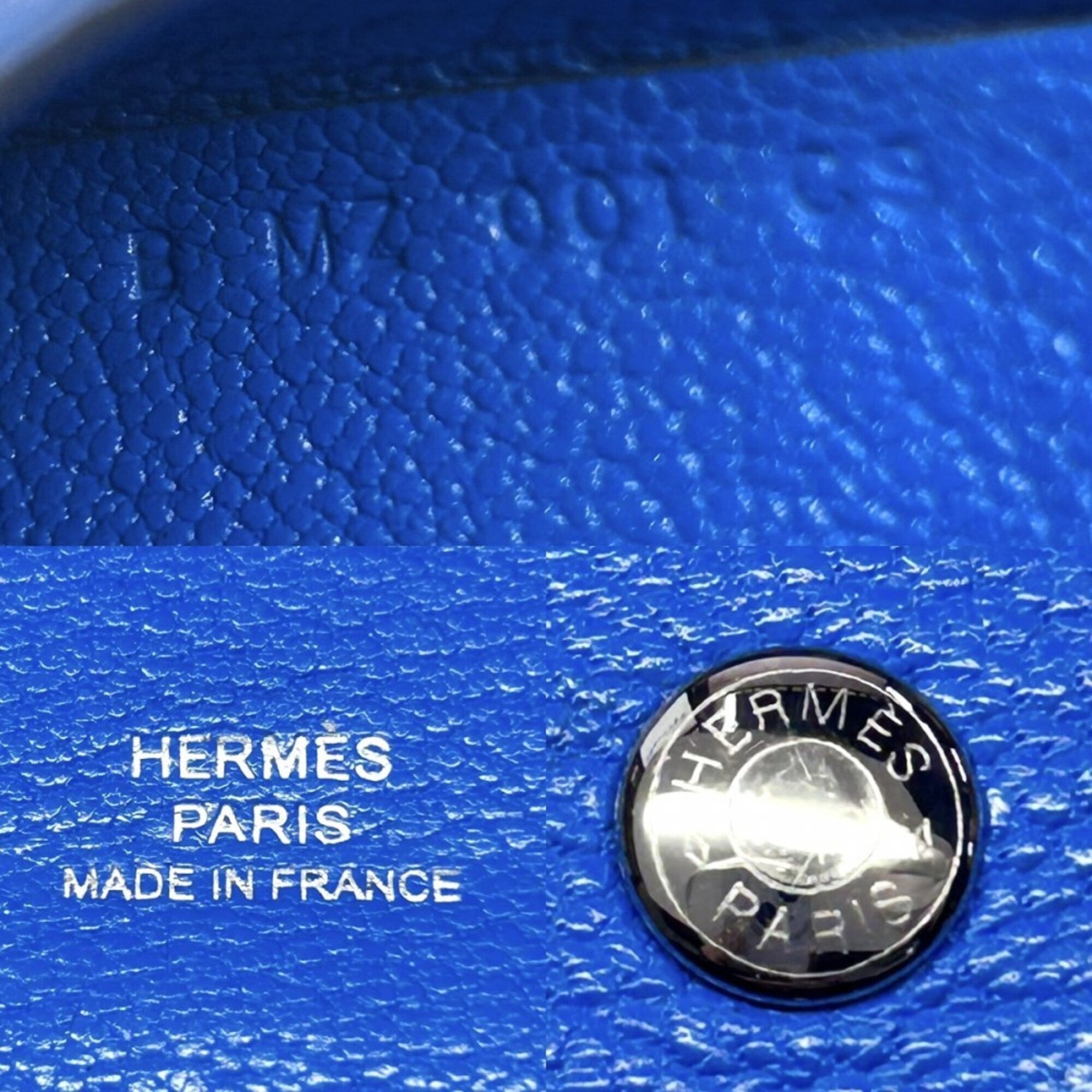 Hermes Blue Chevre Leather Coin Purse/Coin Case (Pre-Owned)