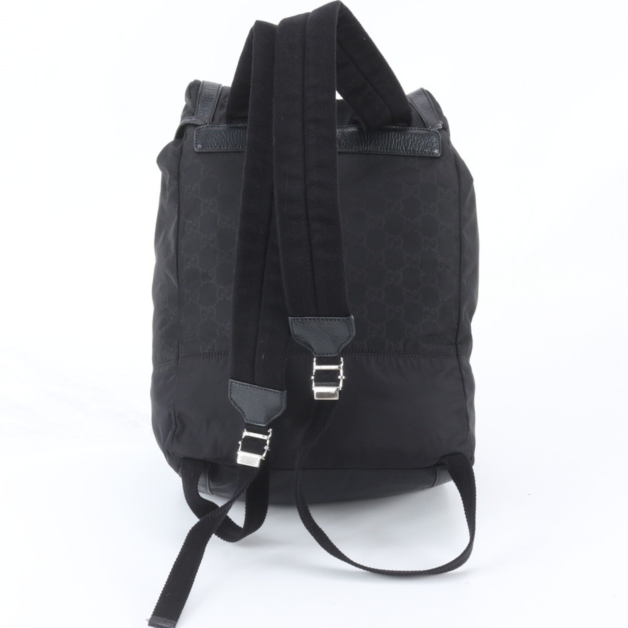 Gucci Black Leather Nylon Backpack Shoulder Bag (Pre-Owned)
